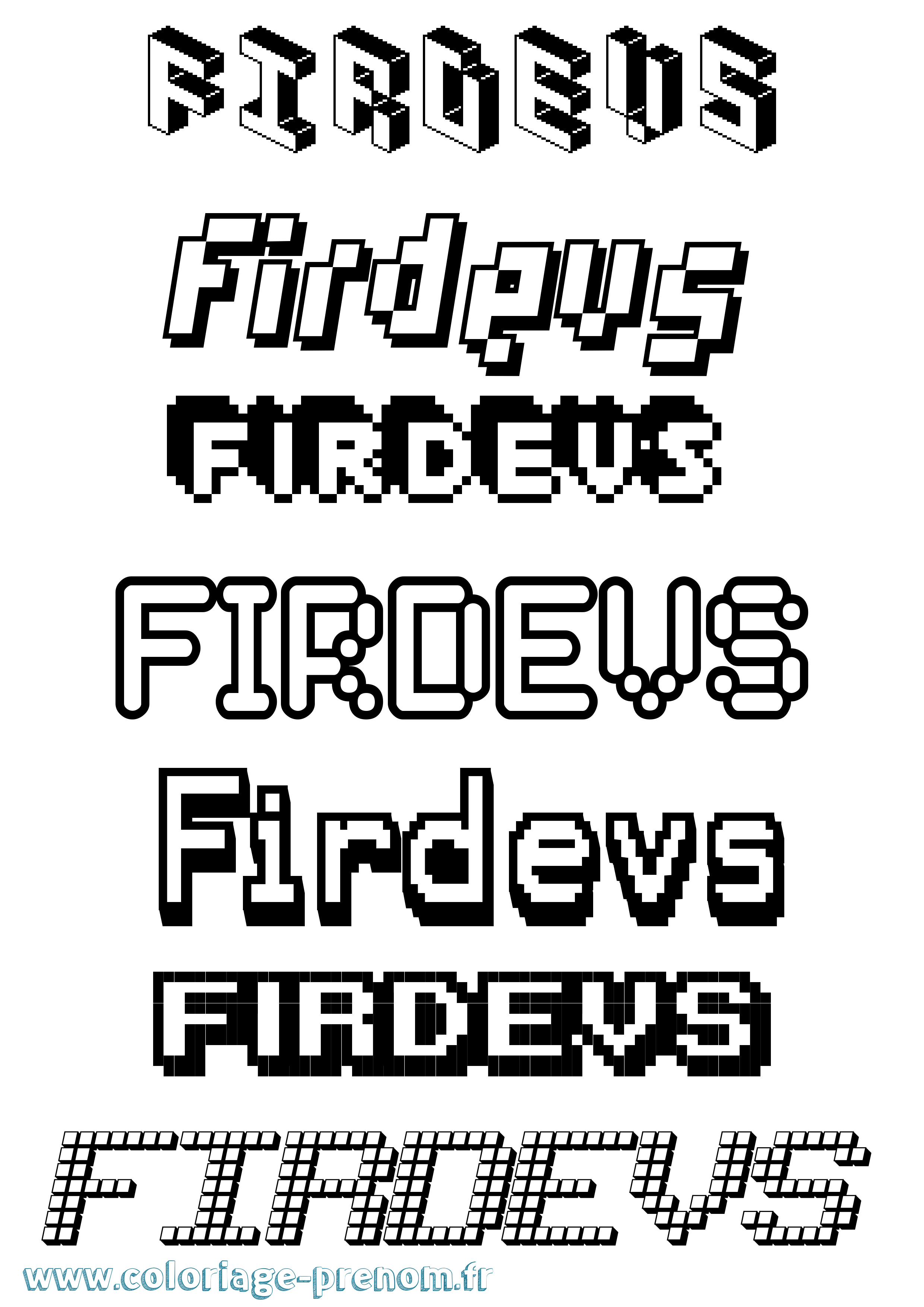 Coloriage Firdevs Pixel Coloriage prénom Firdevs Pixel