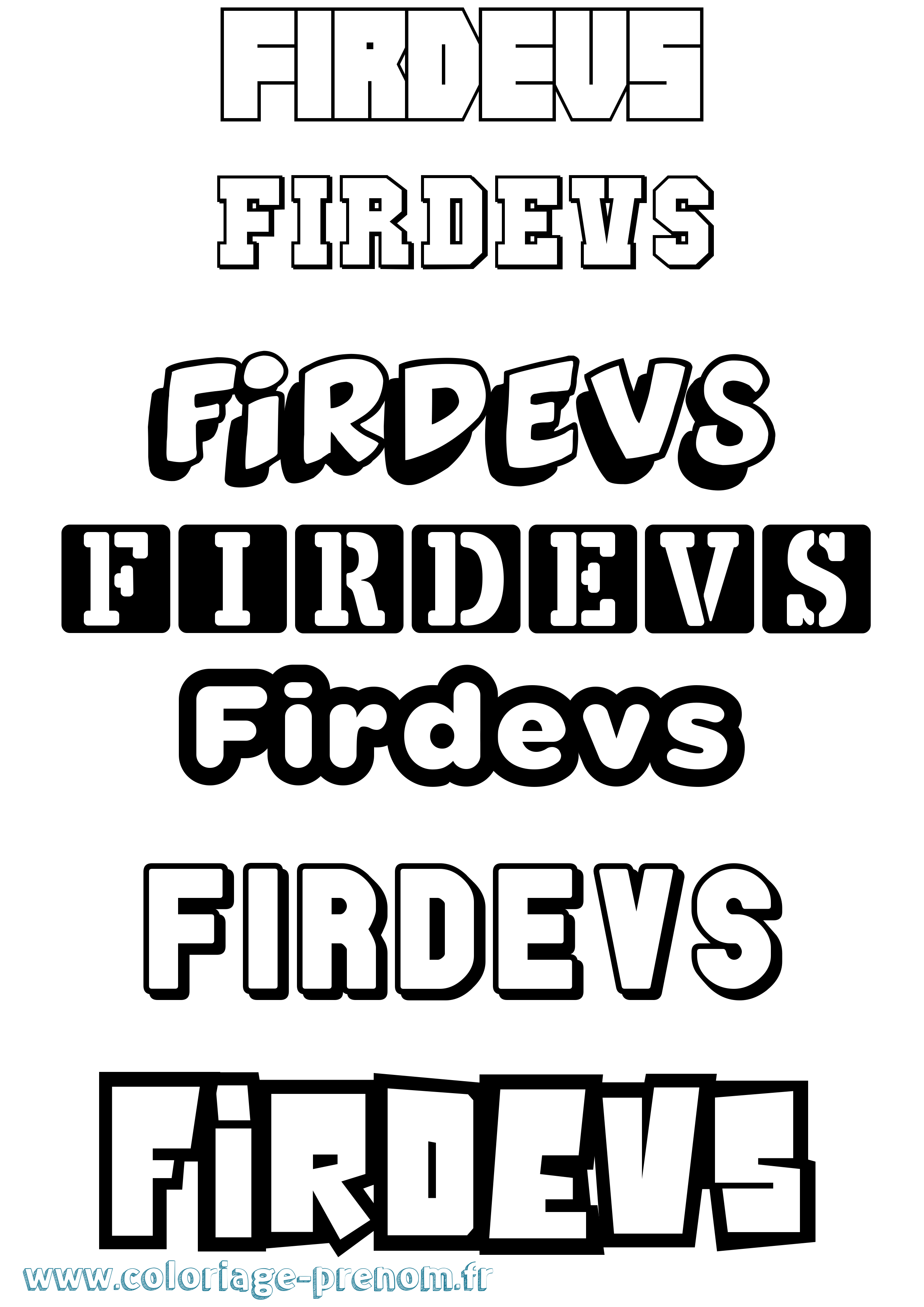 Coloriage Firdevs Simple Coloriage prénom Firdevs Simple