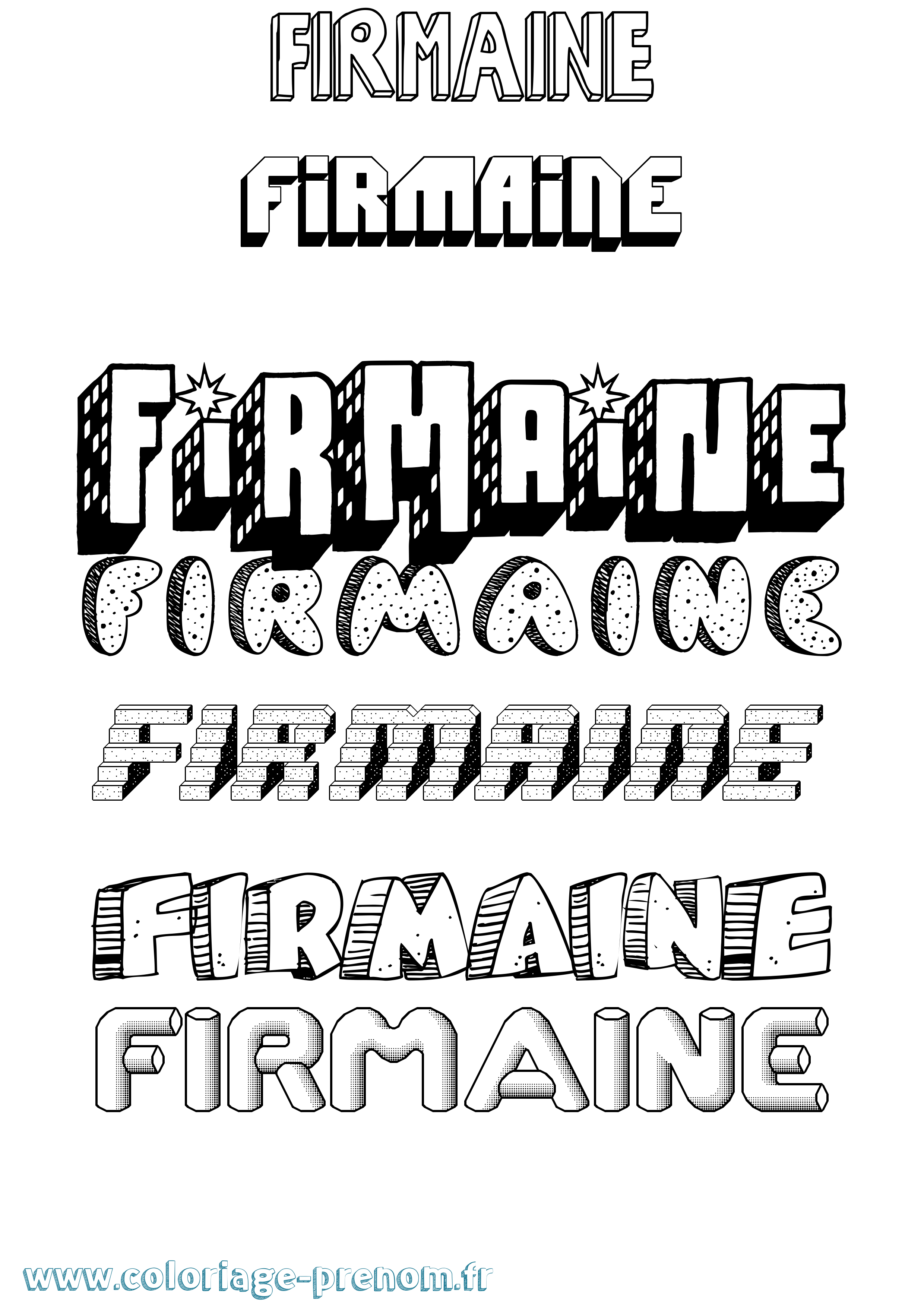 Coloriage Firmaine Effet 3D Coloriage prénom Firmaine Effet 3D
