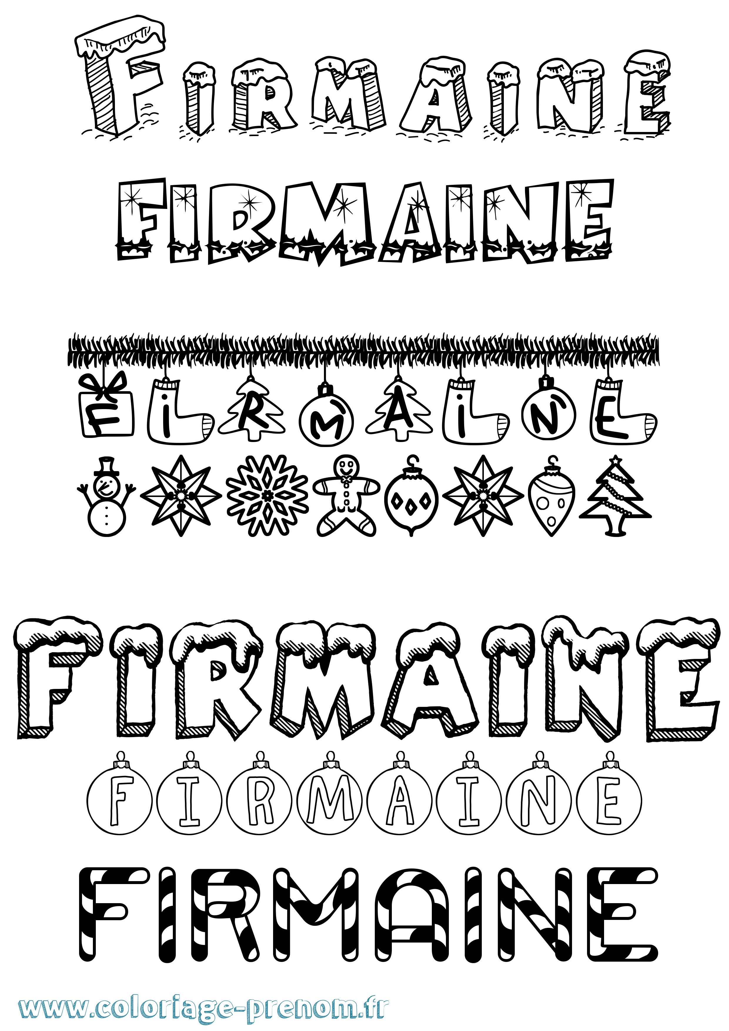 Coloriage Firmaine Noël Coloriage prénom Firmaine Noël