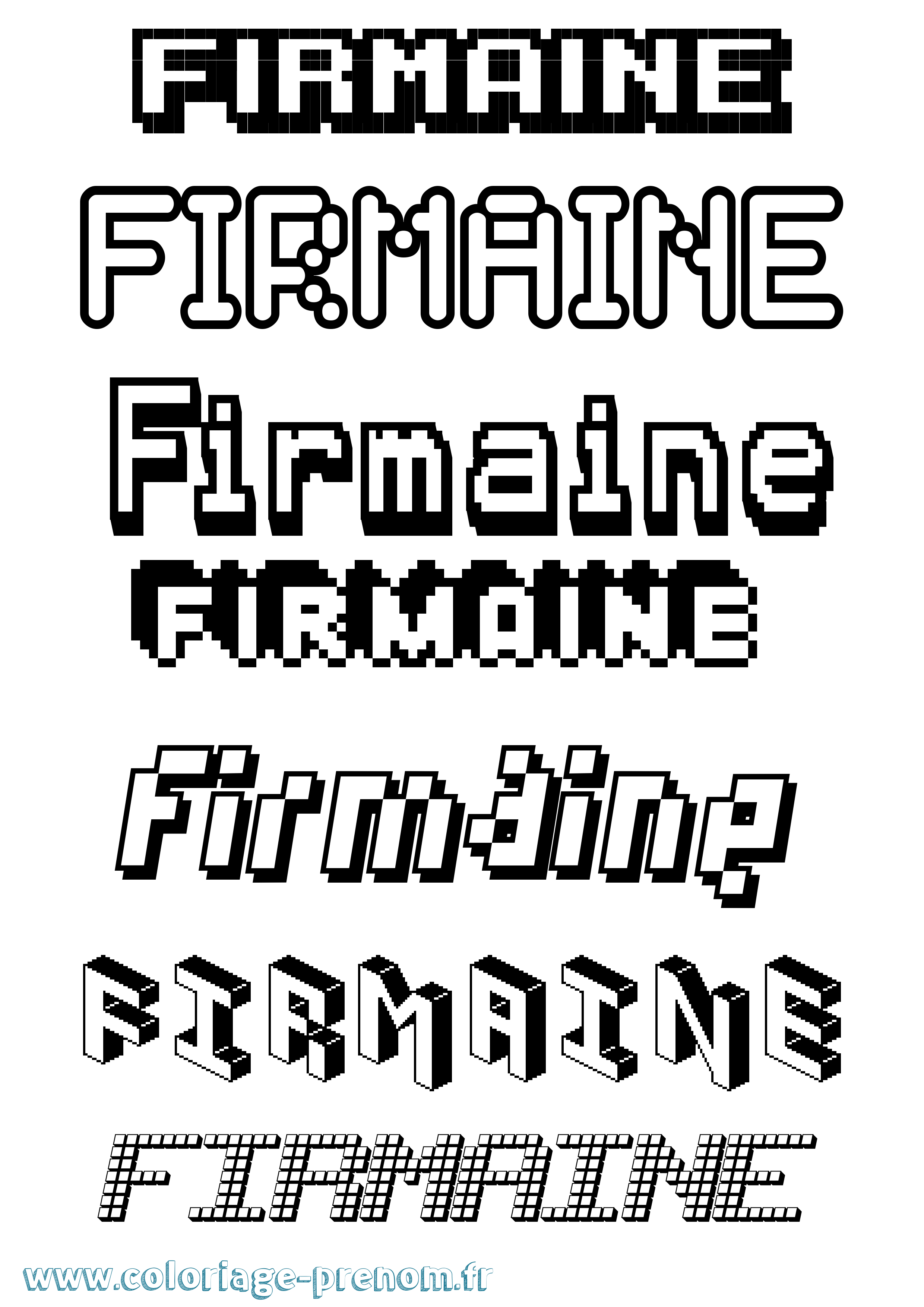 Coloriage Firmaine Pixel Coloriage prénom Firmaine Pixel