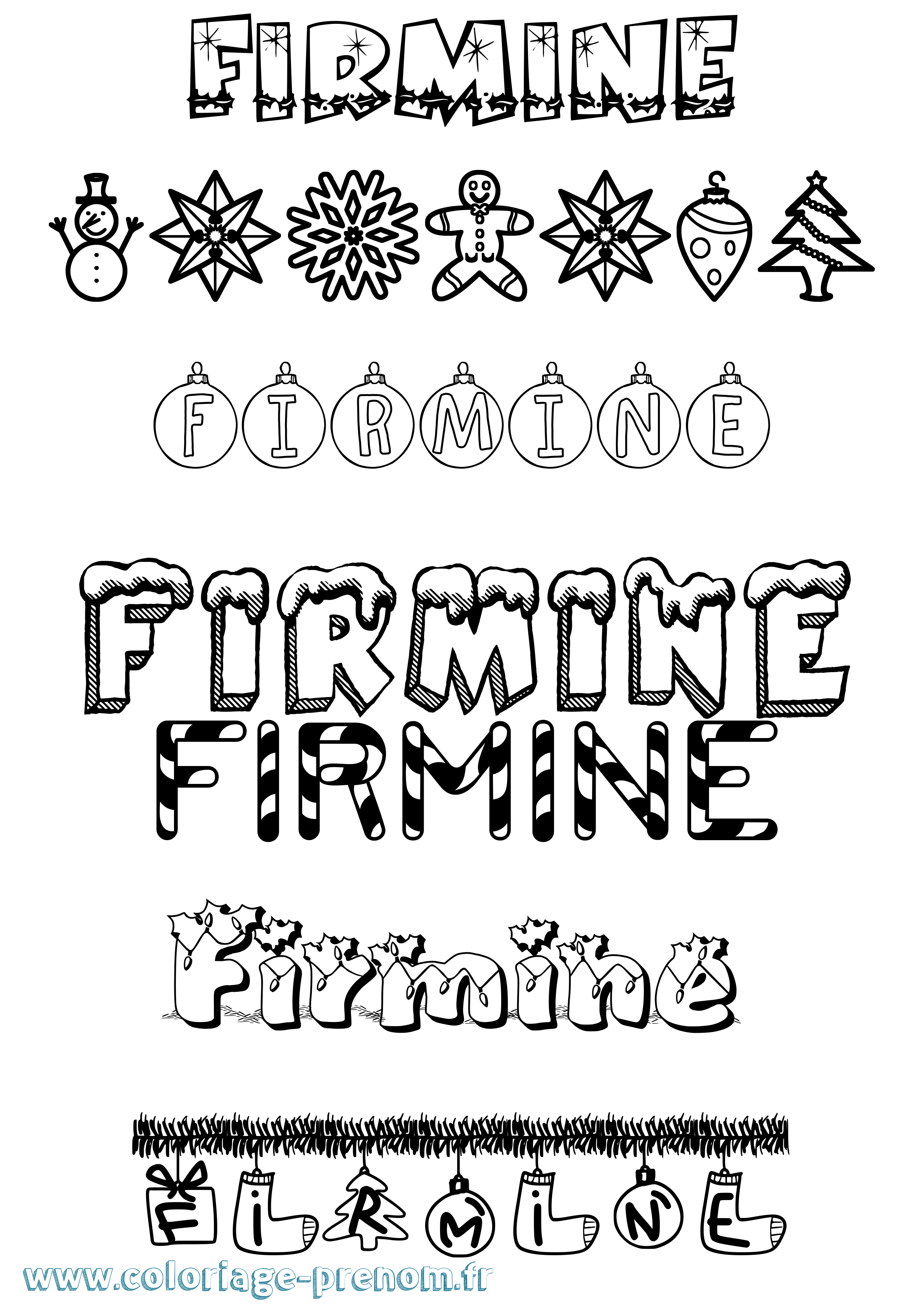 Coloriage Firmine Noël Coloriage prénom Firmine Noël
