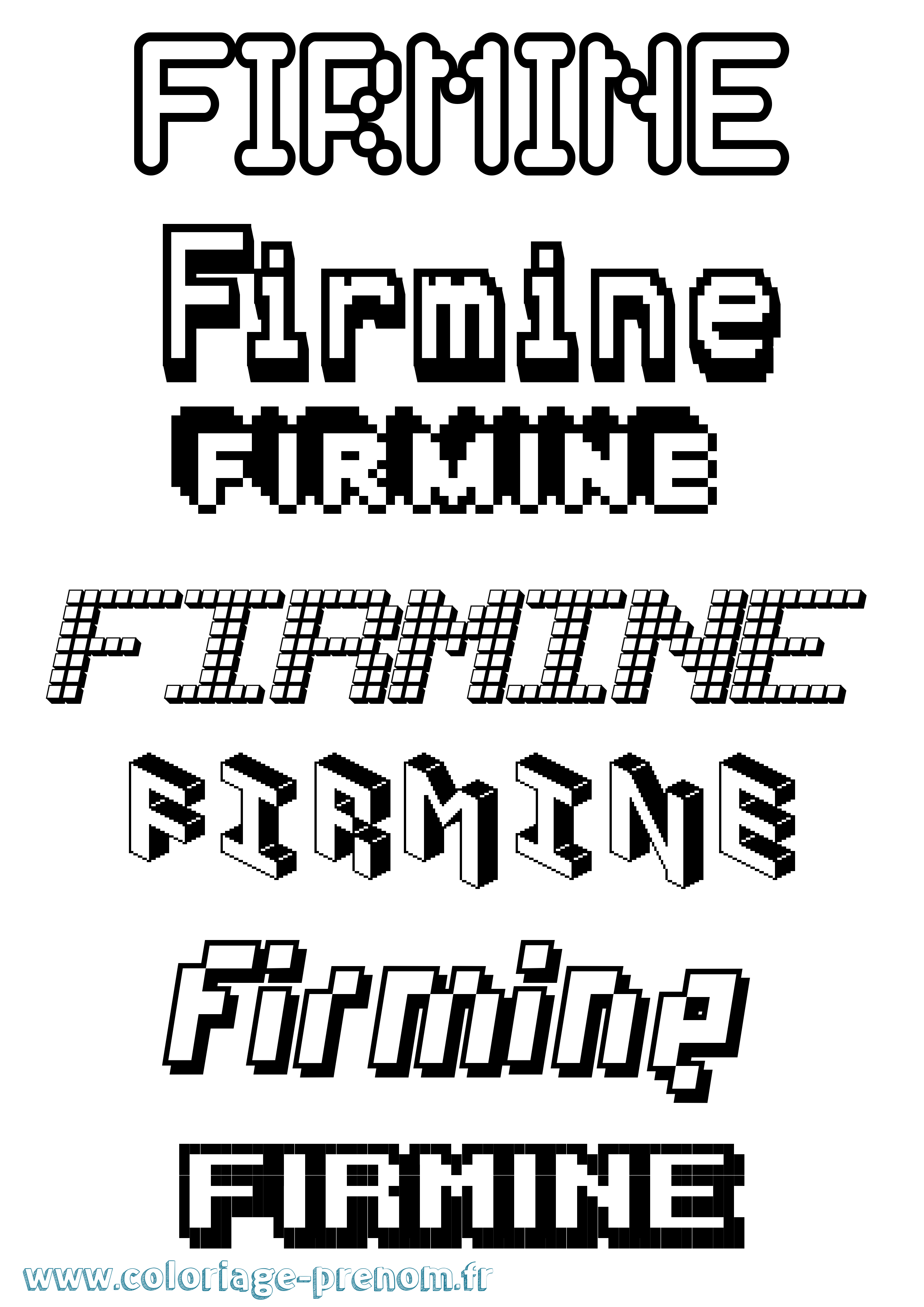 Coloriage Firmine Pixel Coloriage prénom Firmine Pixel