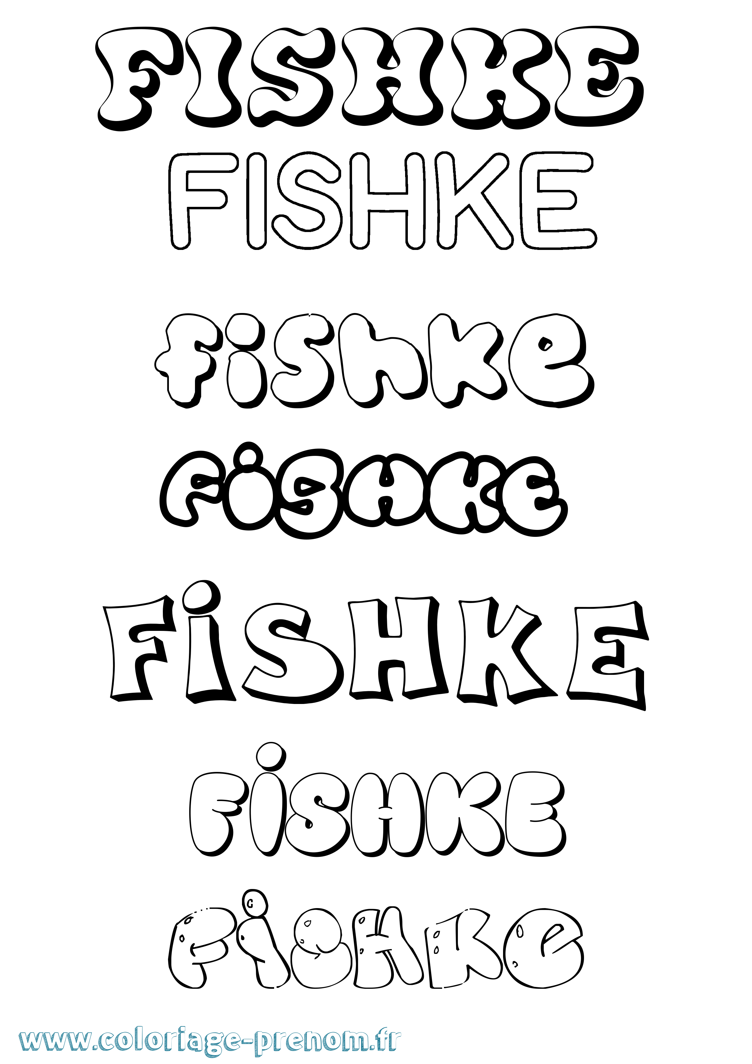 Coloriage Fishke Bubble Coloriage prénom Fishke Bubble