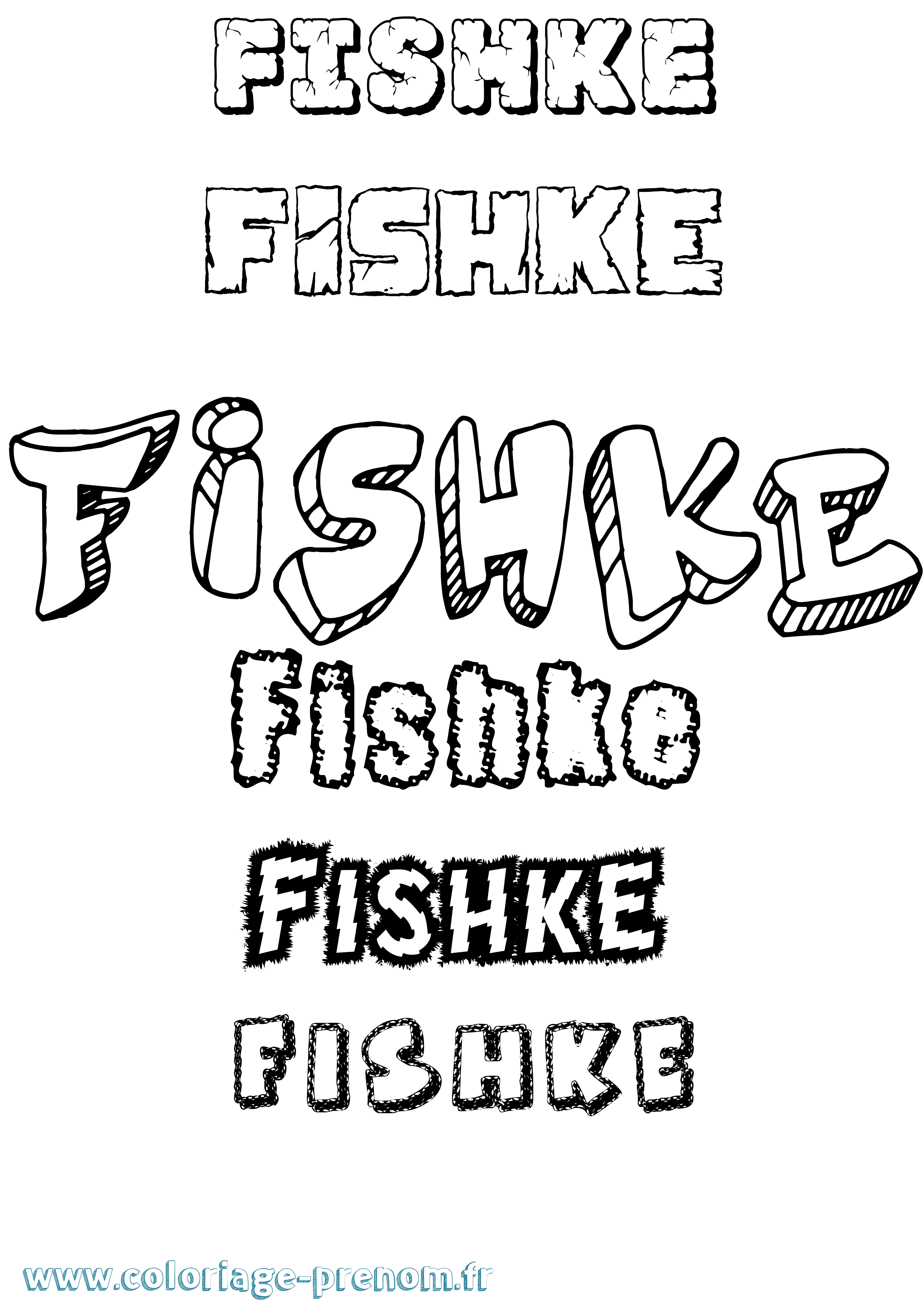 Coloriage Fishke Destructuré Coloriage prénom Fishke Destructuré