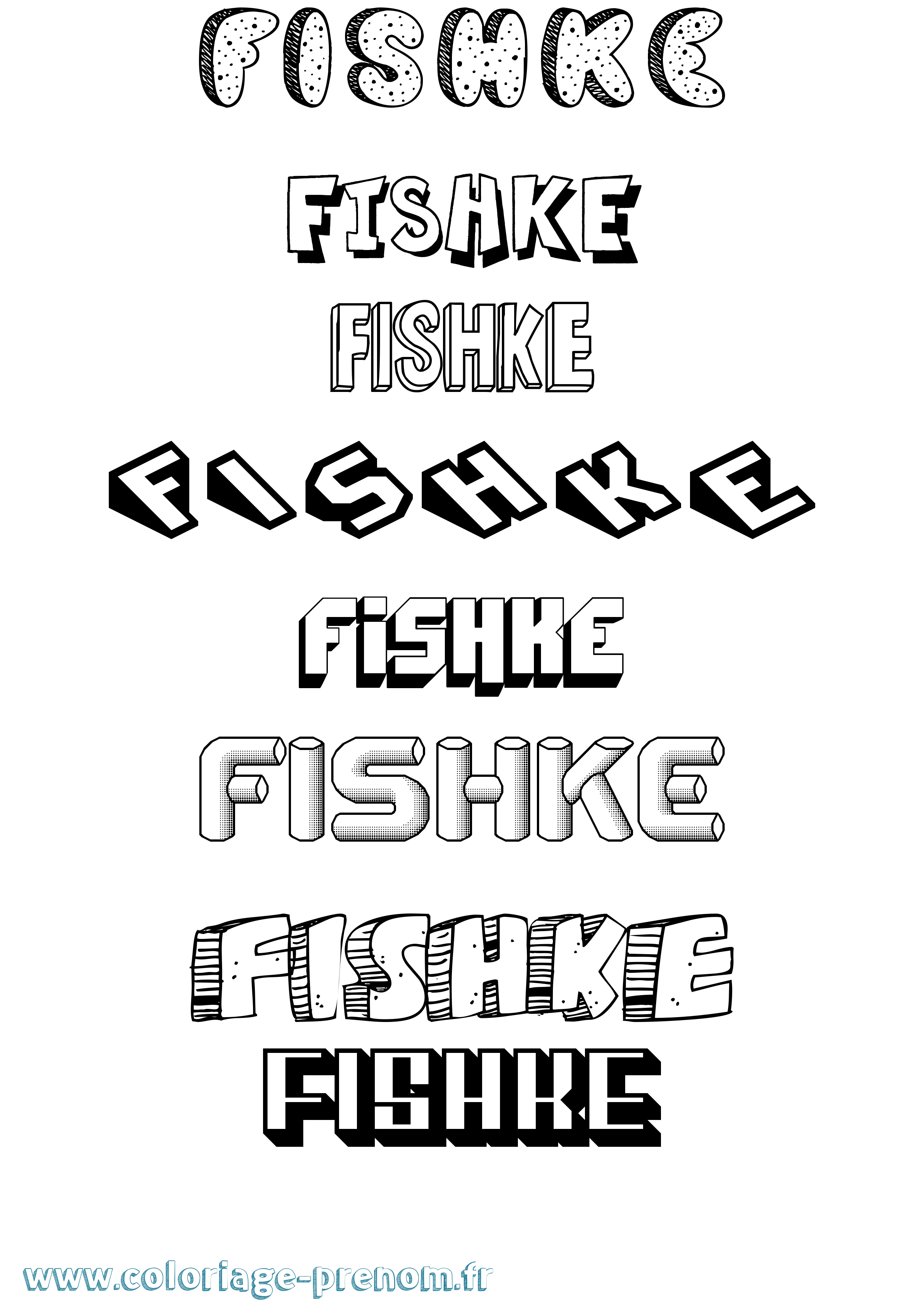 Coloriage Fishke Effet 3D Coloriage prénom Fishke Effet 3D
