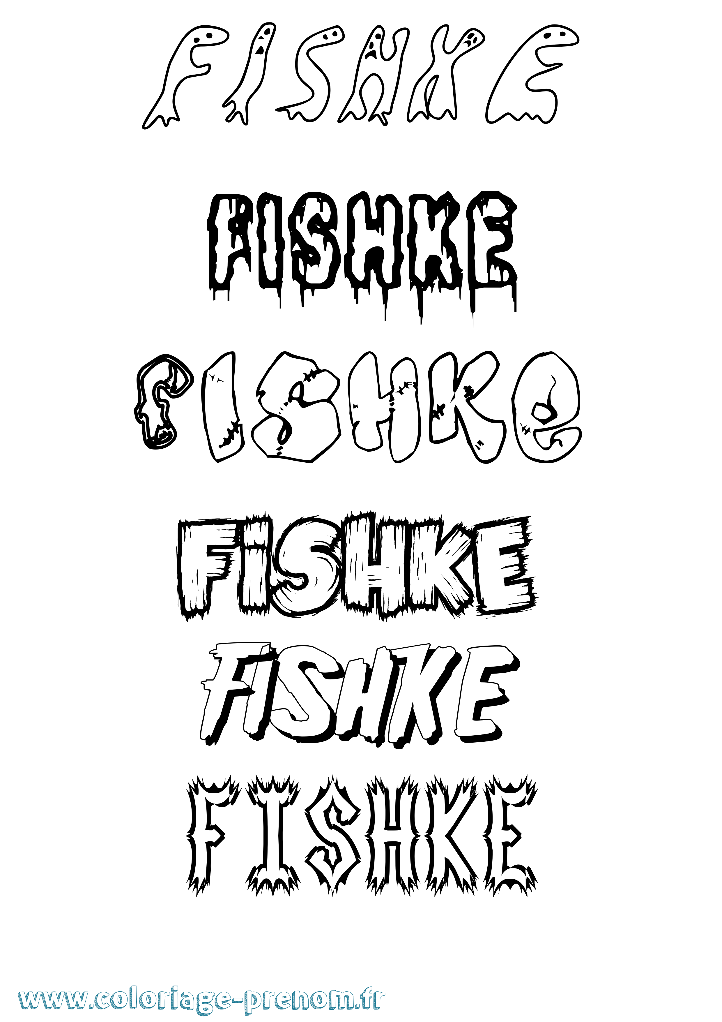 Coloriage Fishke Frisson Coloriage prénom Fishke Frisson