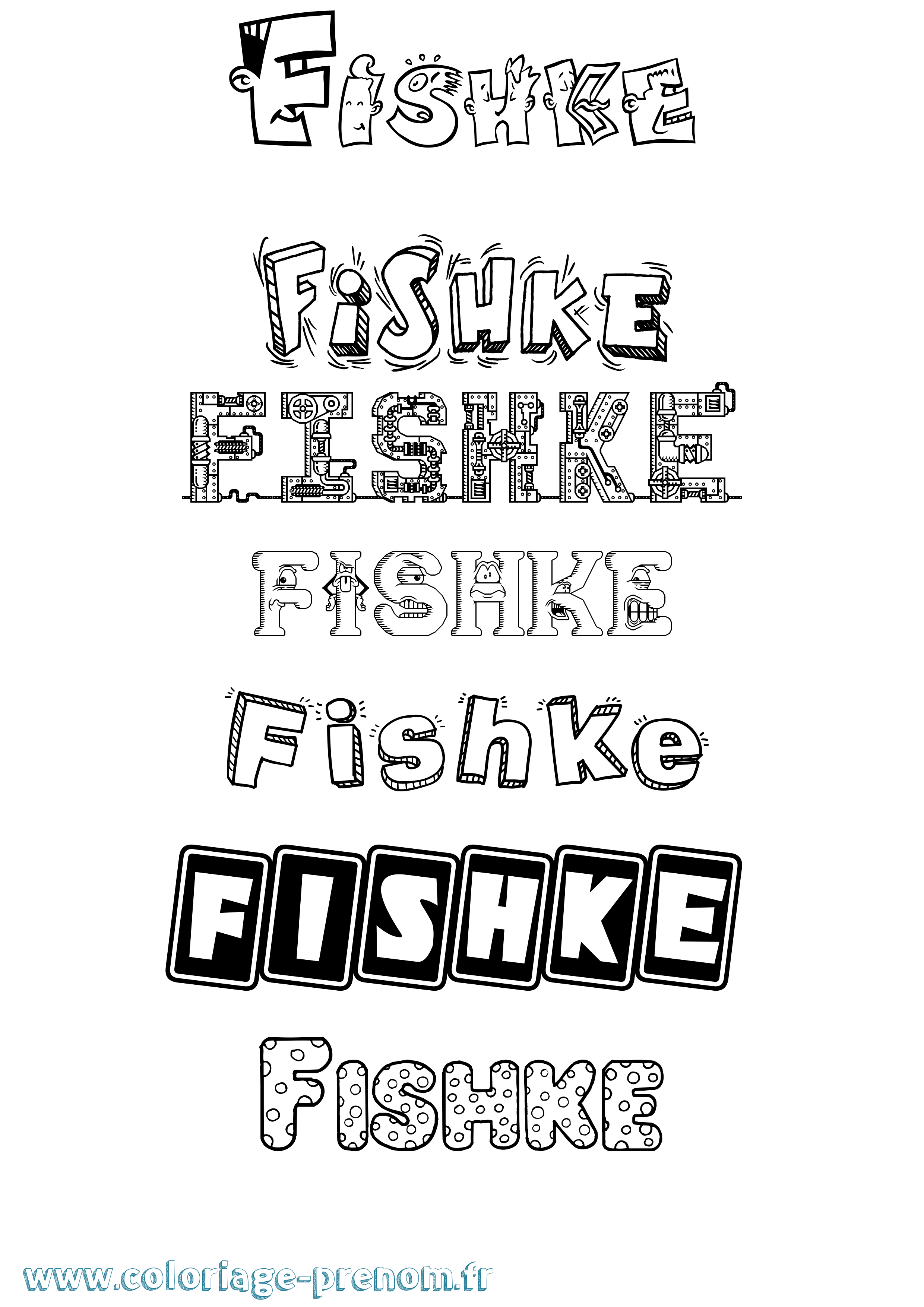 Coloriage Fishke Fun Coloriage prénom Fishke Fun