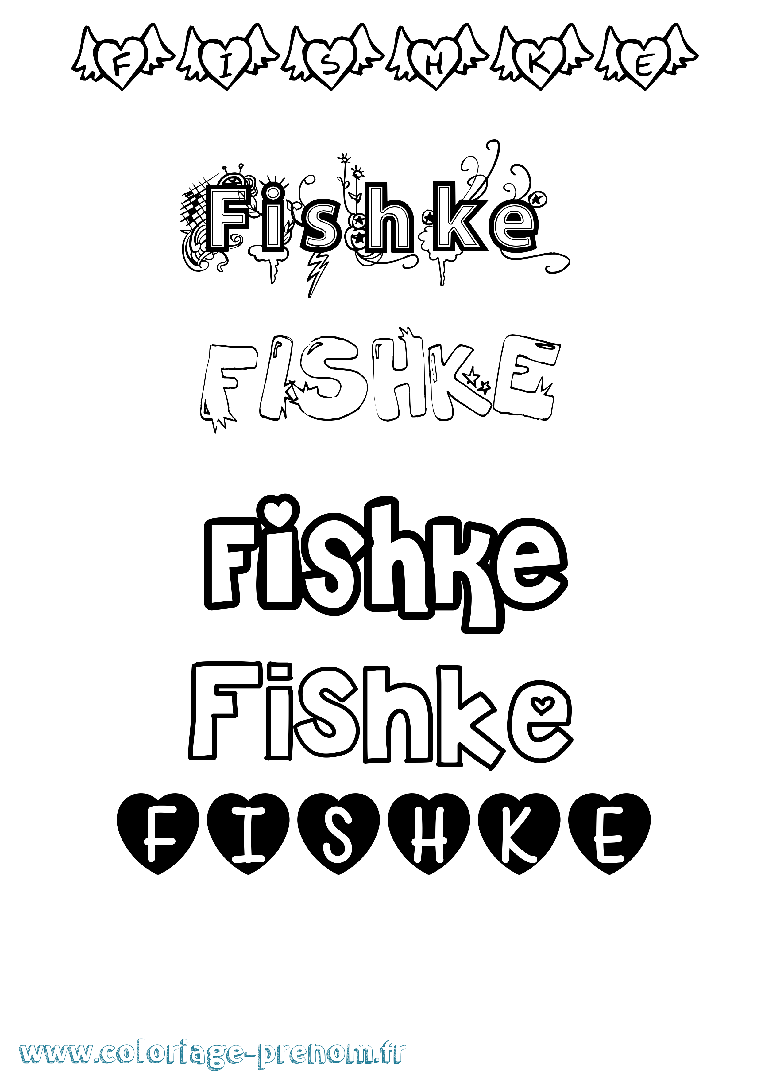 Coloriage Fishke Girly Coloriage prénom Fishke Girly