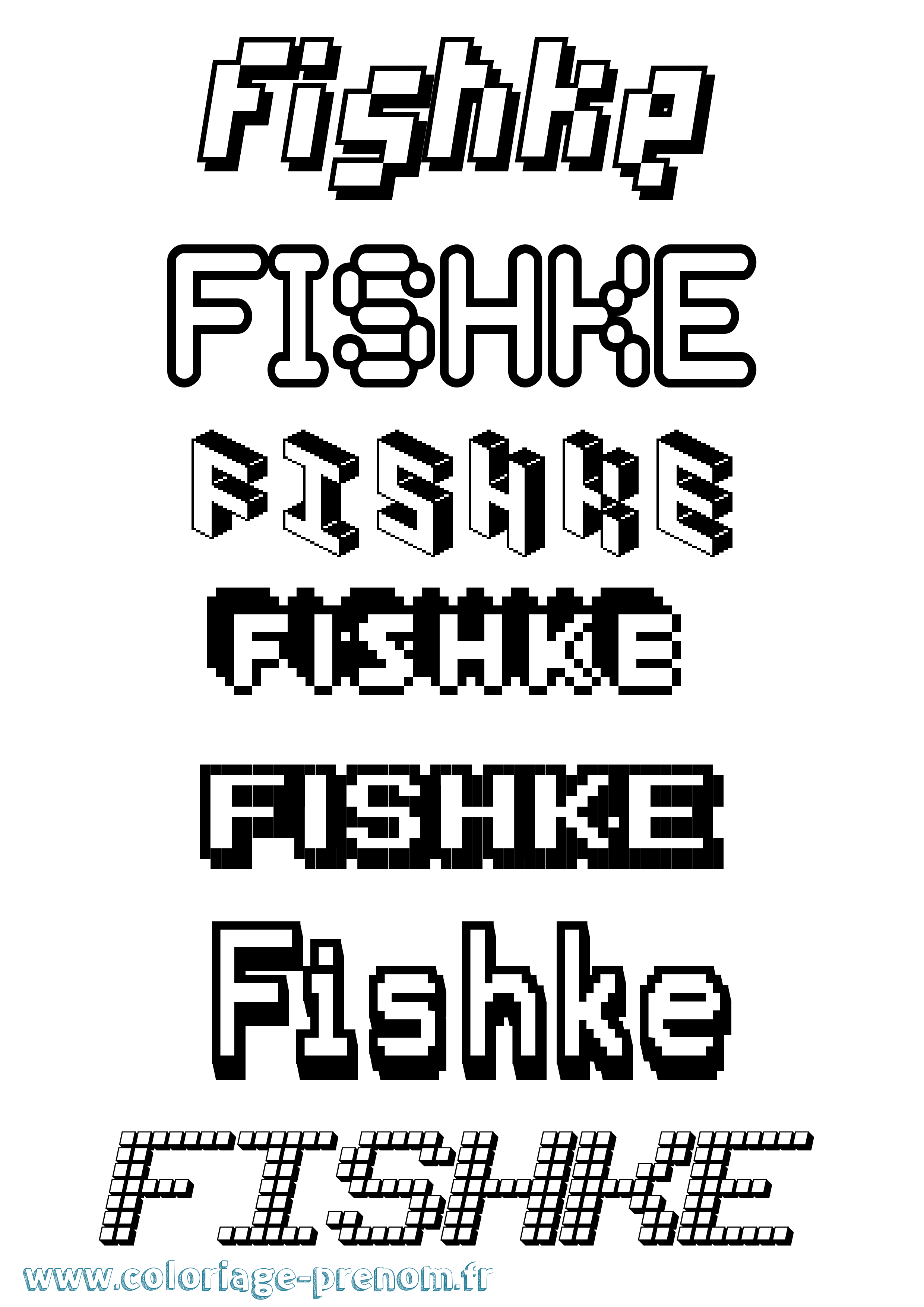 Coloriage Fishke Pixel Coloriage prénom Fishke Pixel