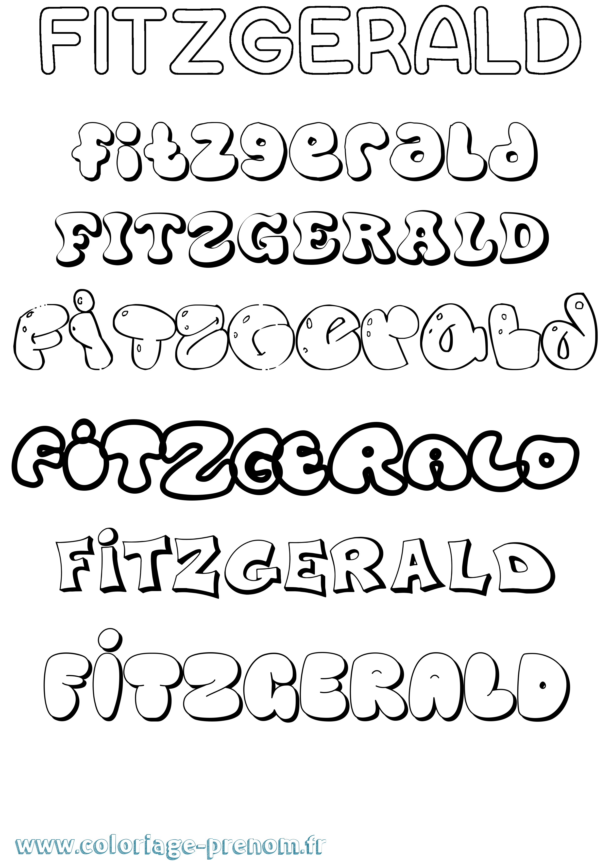 Coloriage Fitzgerald Bubble Coloriage prénom Fitzgerald Bubble