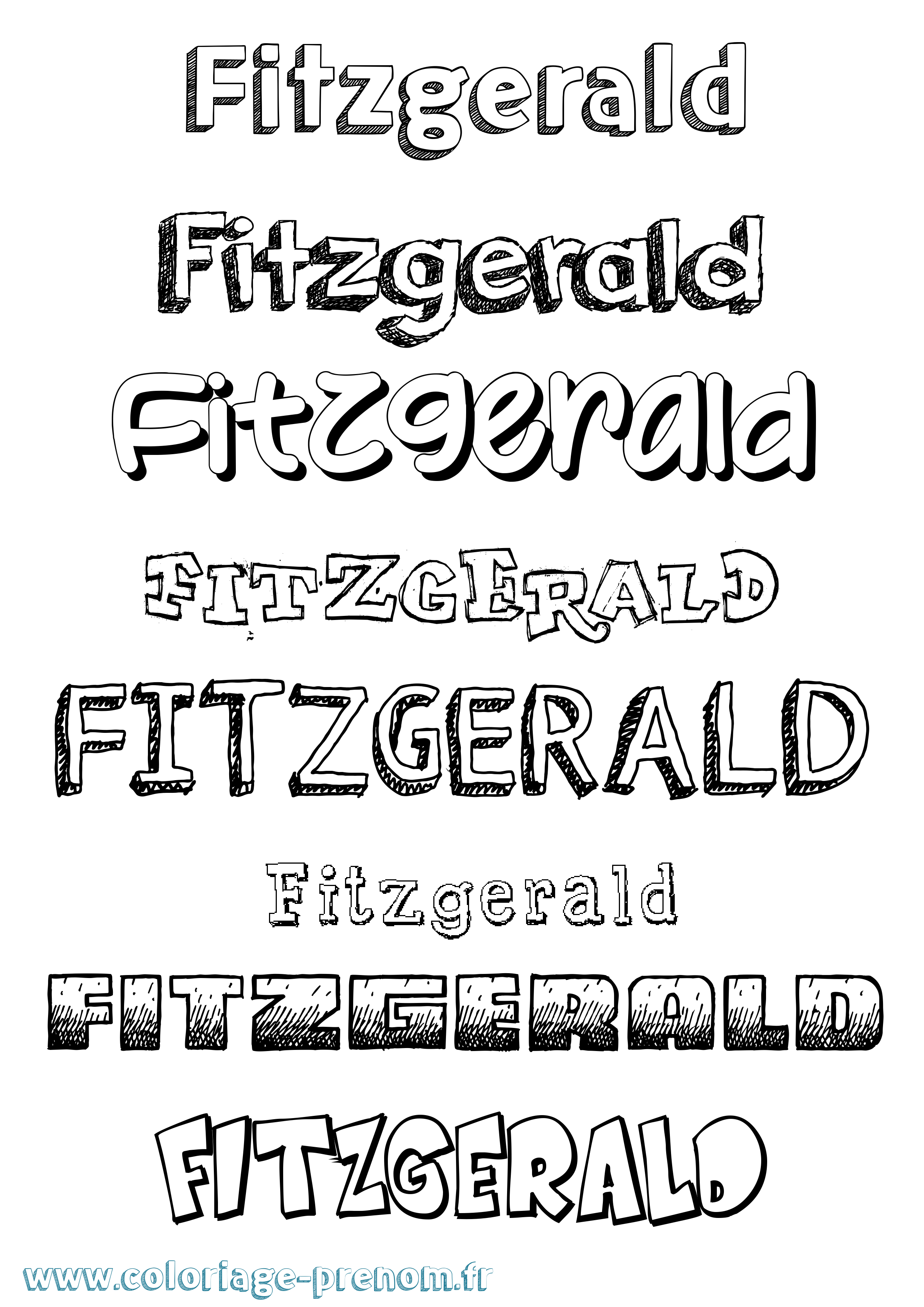 Coloriage Fitzgerald Dessiné Coloriage prénom Fitzgerald Dessiné