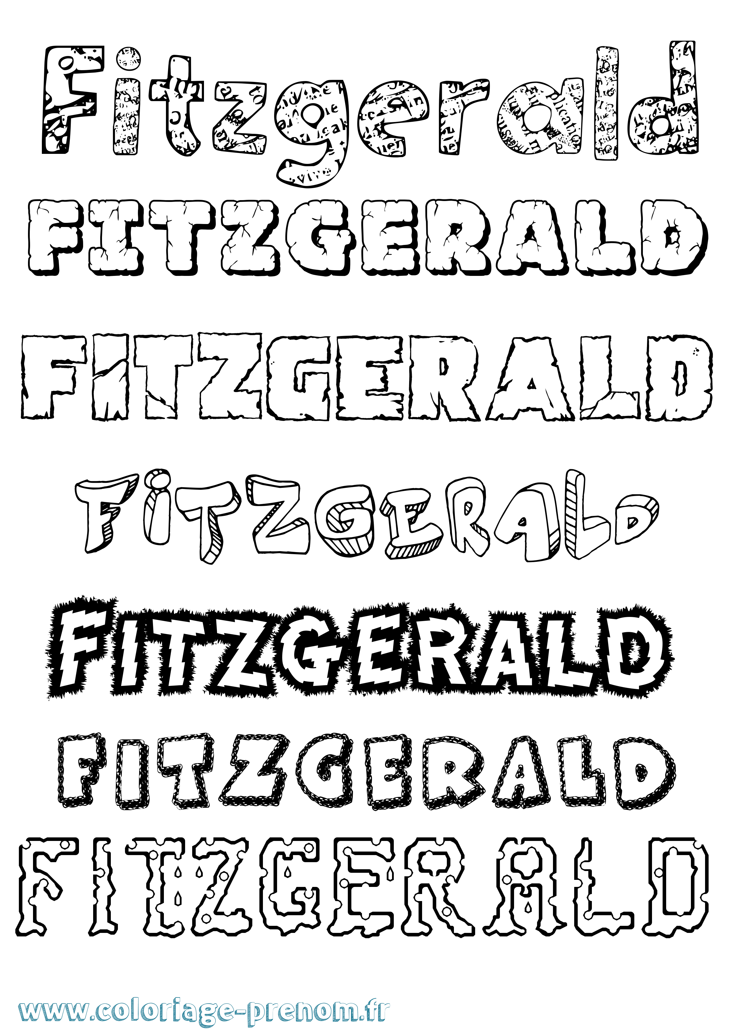 Coloriage Fitzgerald Destructuré Coloriage prénom Fitzgerald Destructuré