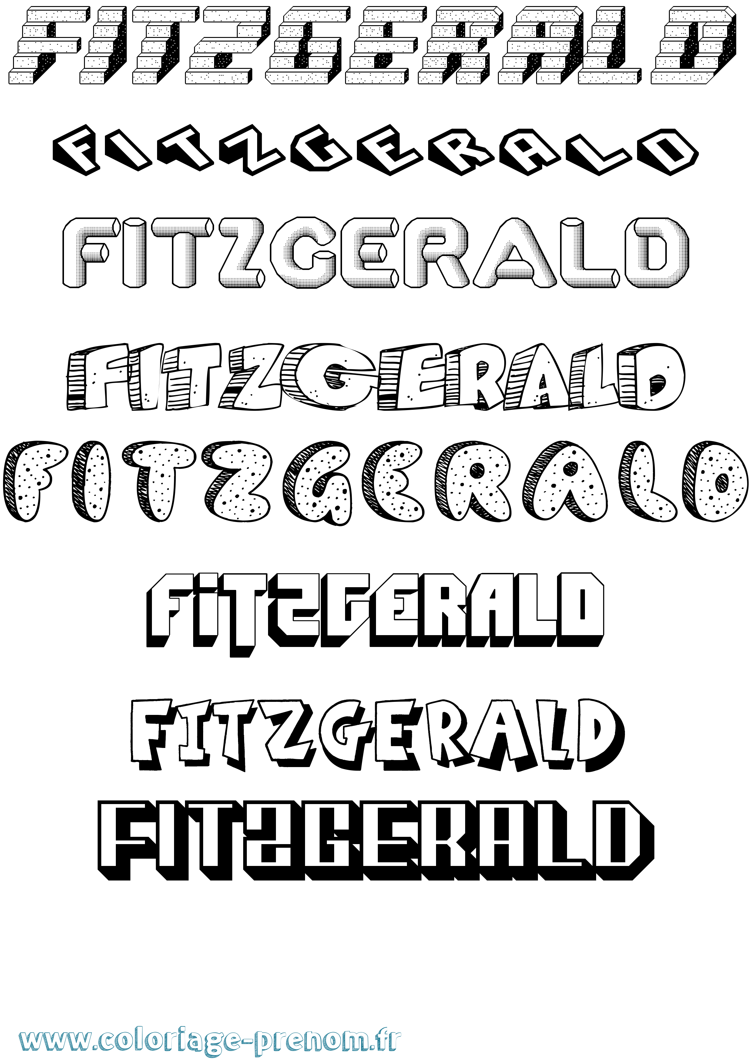 Coloriage Fitzgerald Effet 3D Coloriage prénom Fitzgerald Effet 3D