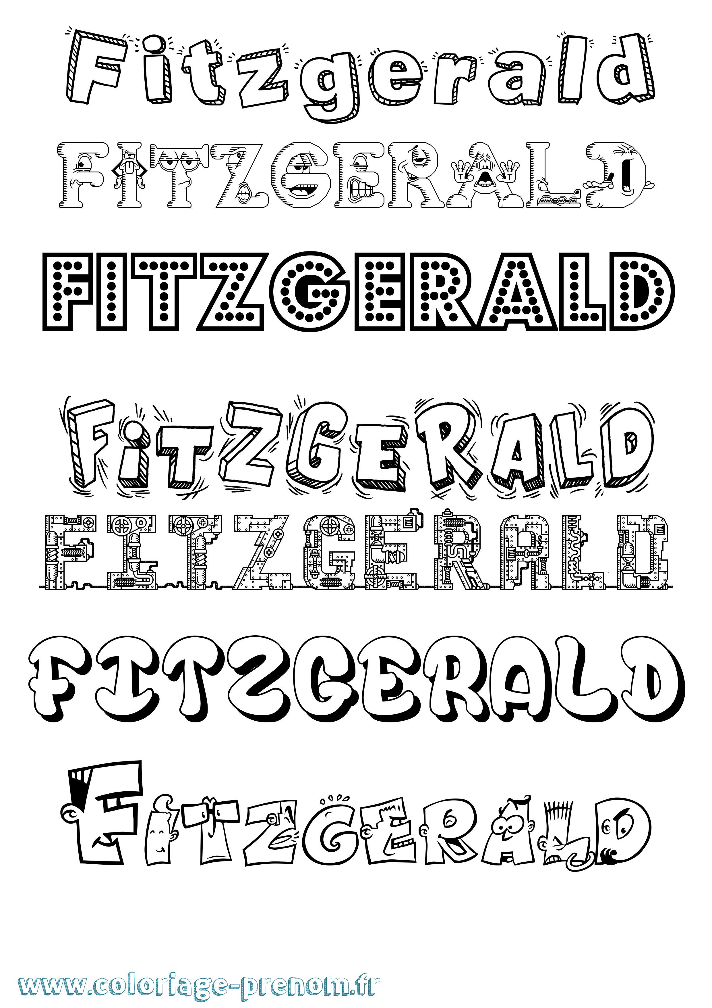 Coloriage Fitzgerald Fun Coloriage prénom Fitzgerald Fun