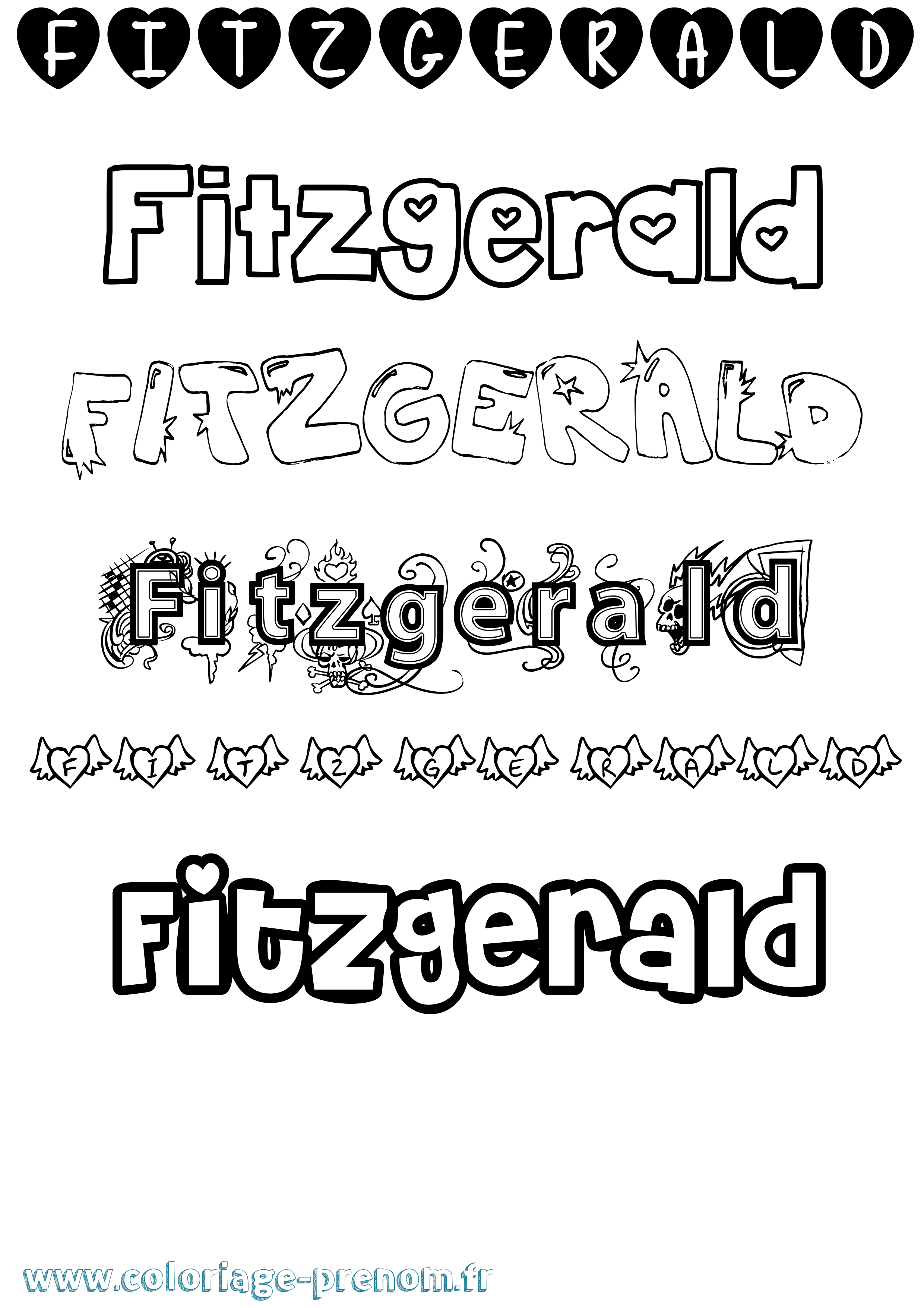 Coloriage Fitzgerald Girly Coloriage prénom Fitzgerald Girly