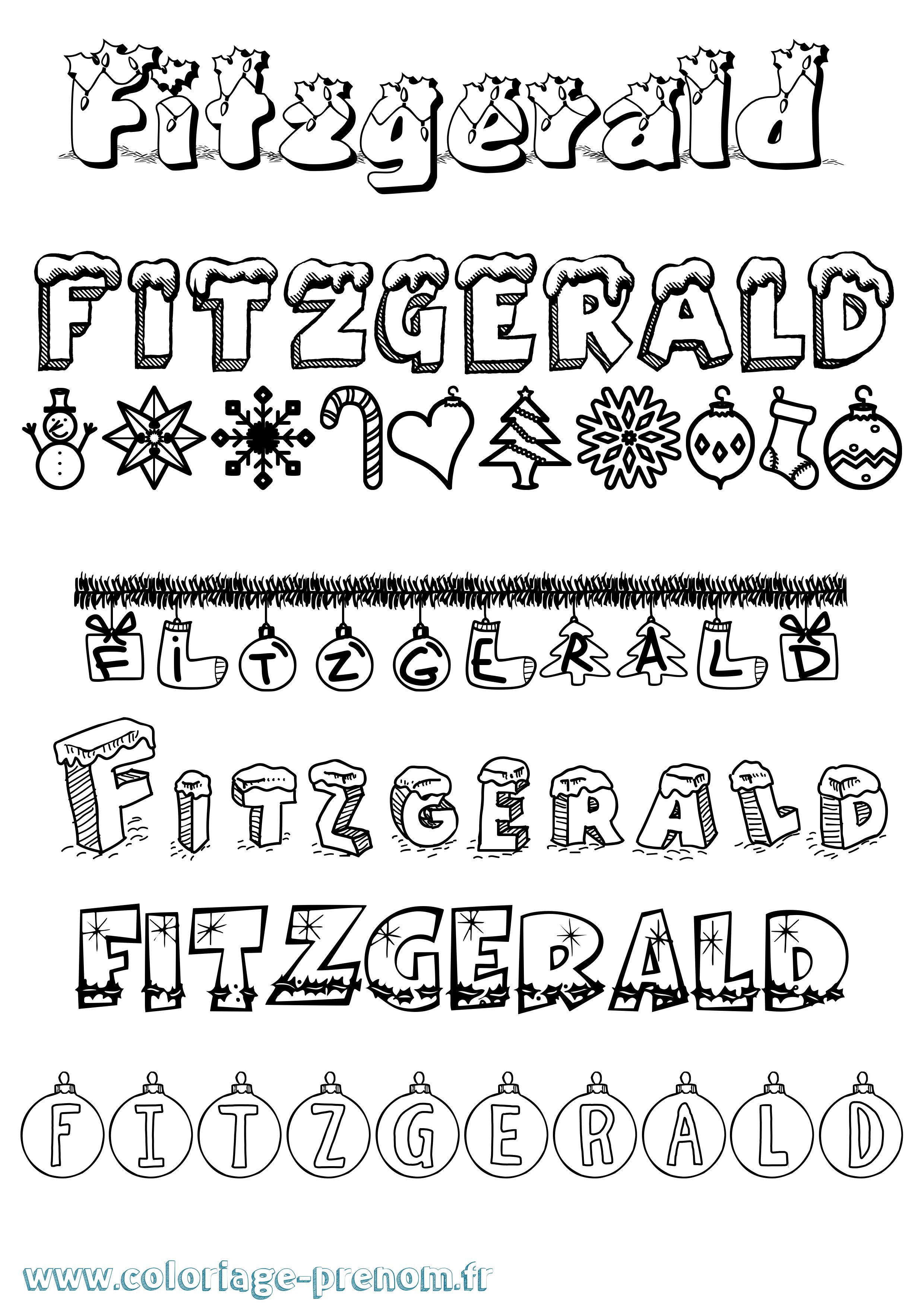 Coloriage Fitzgerald Noël Coloriage prénom Fitzgerald Noël