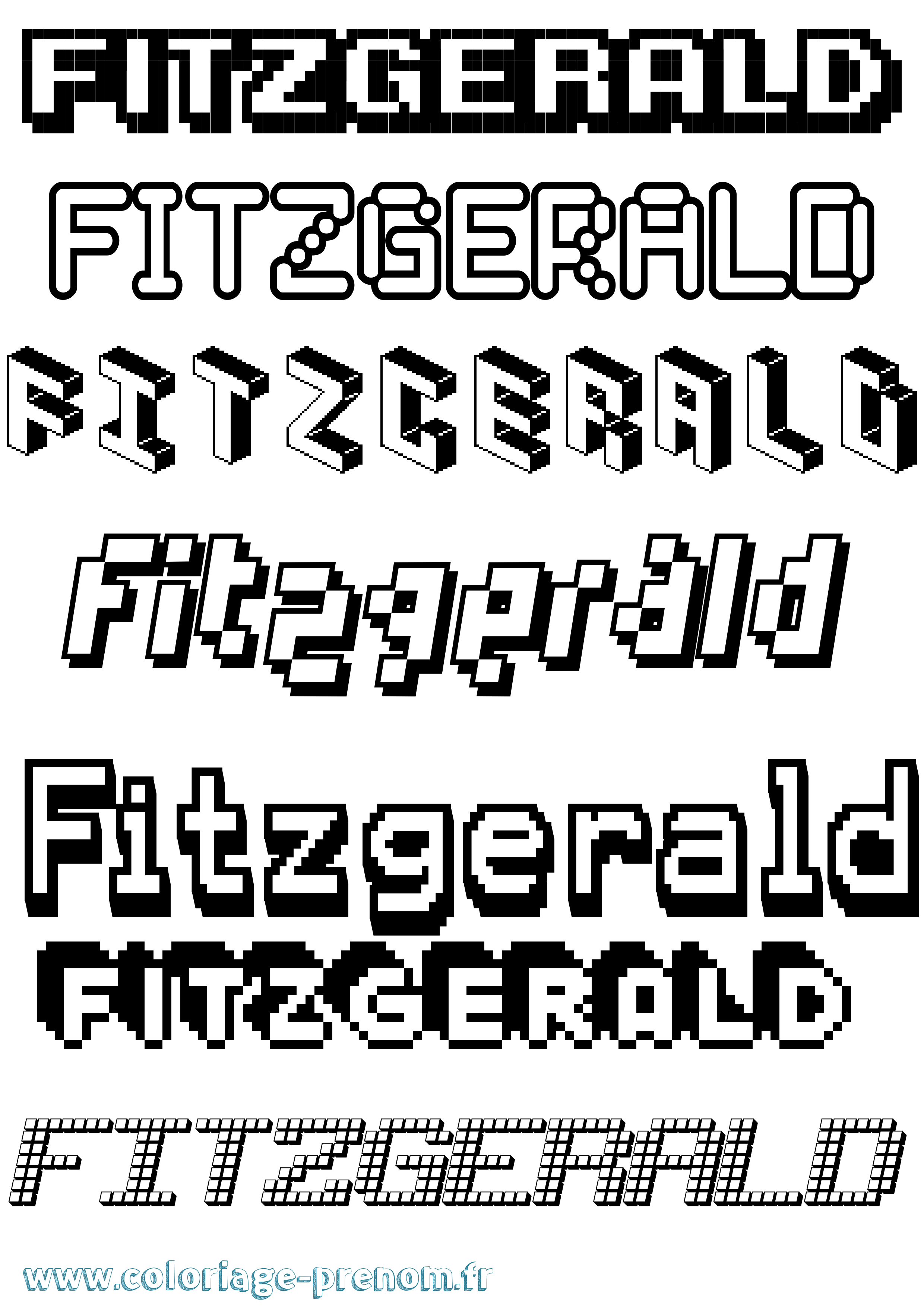 Coloriage Fitzgerald Pixel Coloriage prénom Fitzgerald Pixel