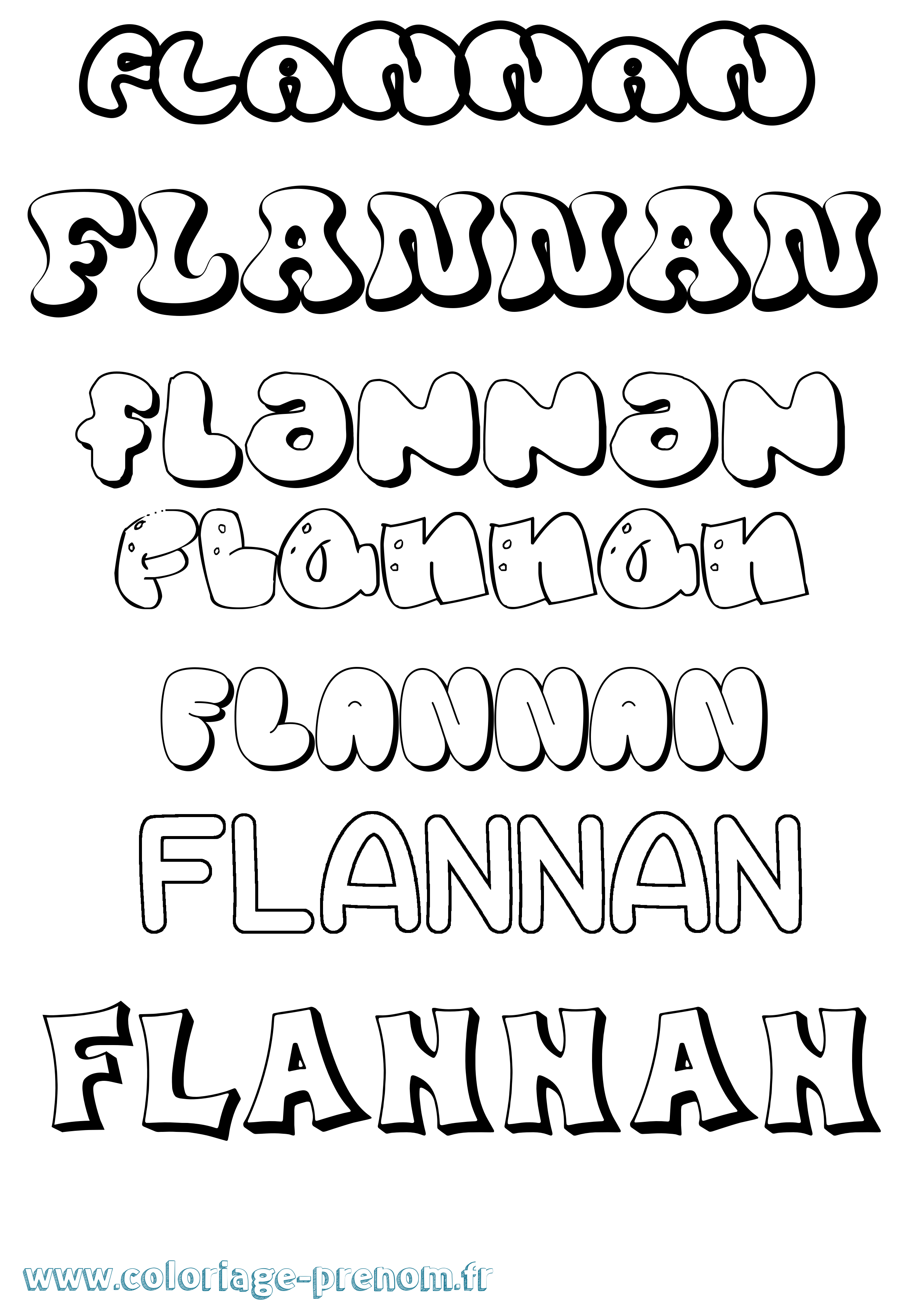 Coloriage Flannan Bubble Coloriage prénom Flannan Bubble