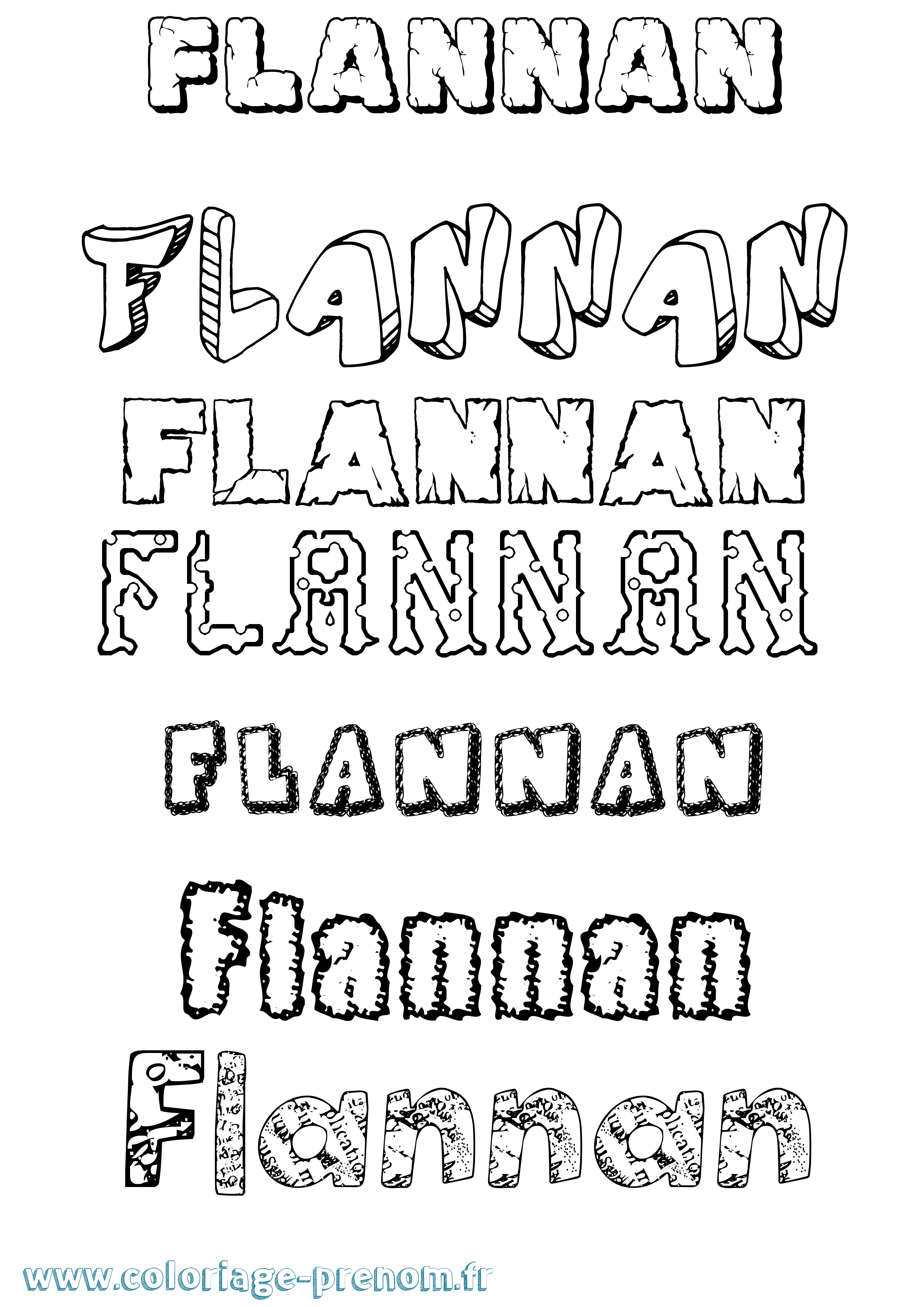 Coloriage Flannan Destructuré Coloriage prénom Flannan Destructuré