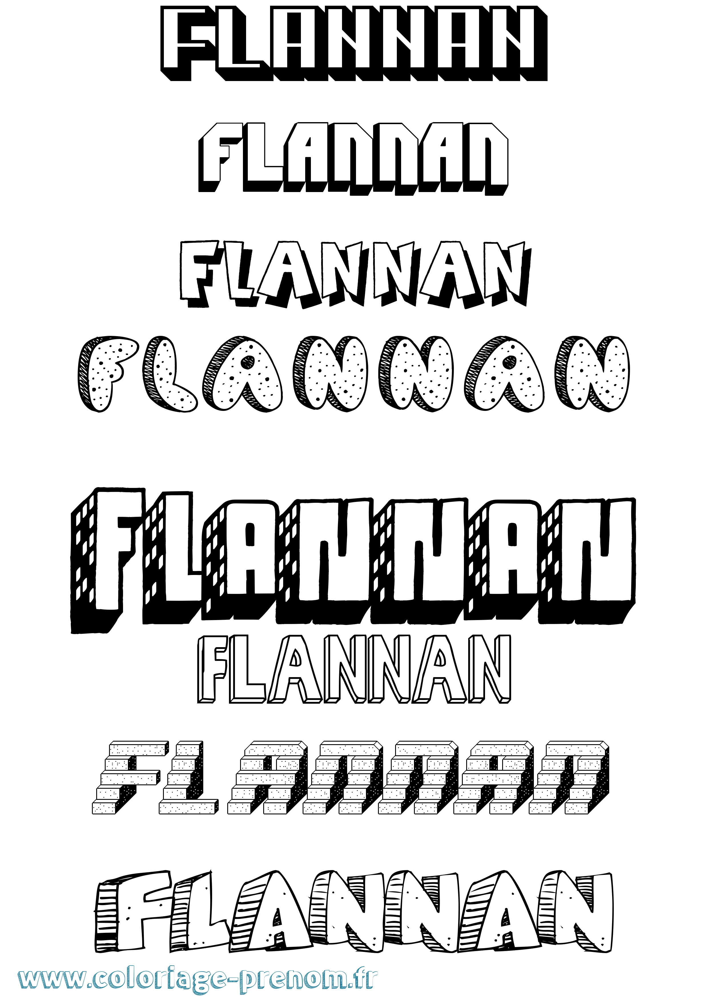 Coloriage Flannan Effet 3D Coloriage prénom Flannan Effet 3D