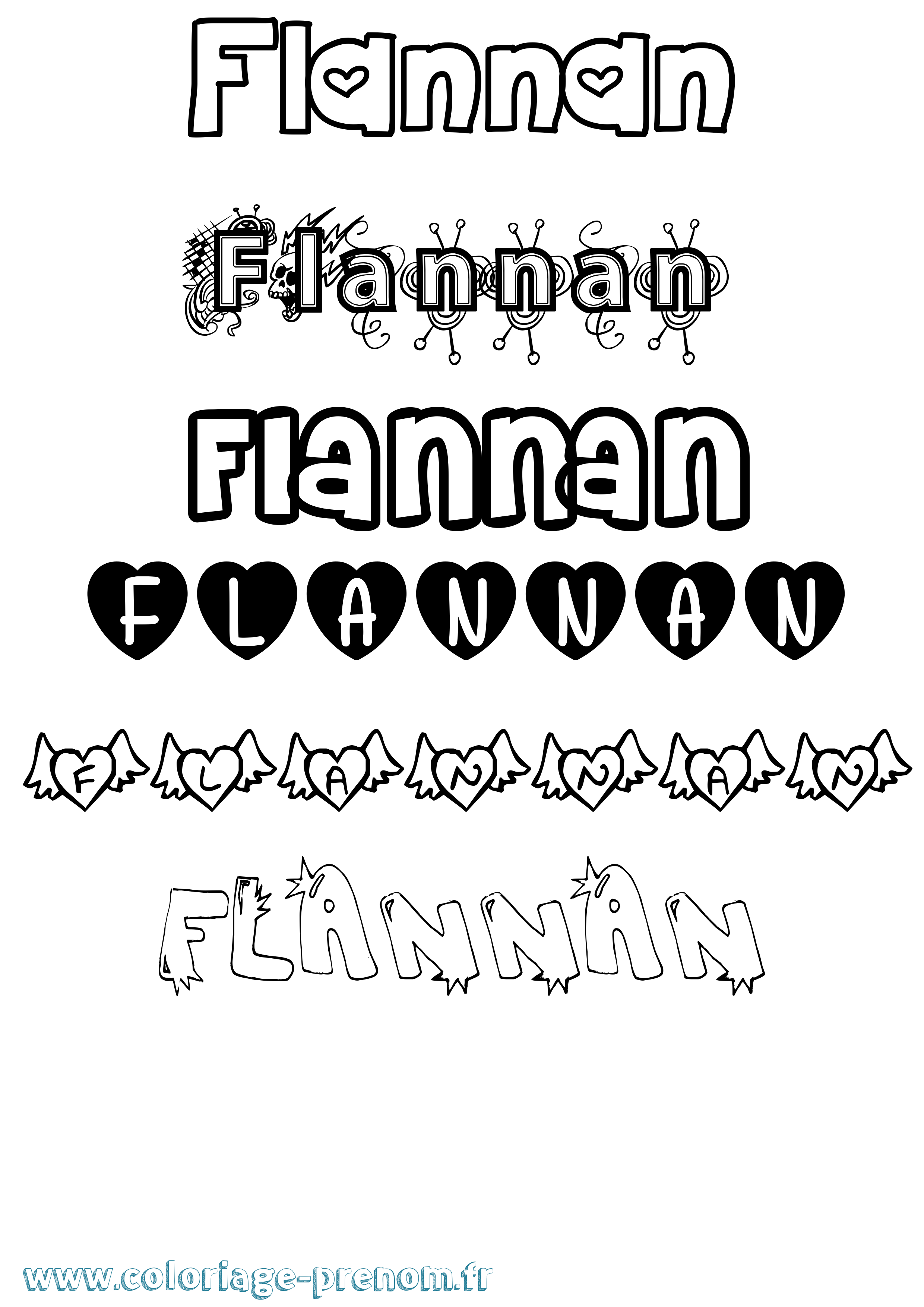 Coloriage Flannan Girly Coloriage prénom Flannan Girly