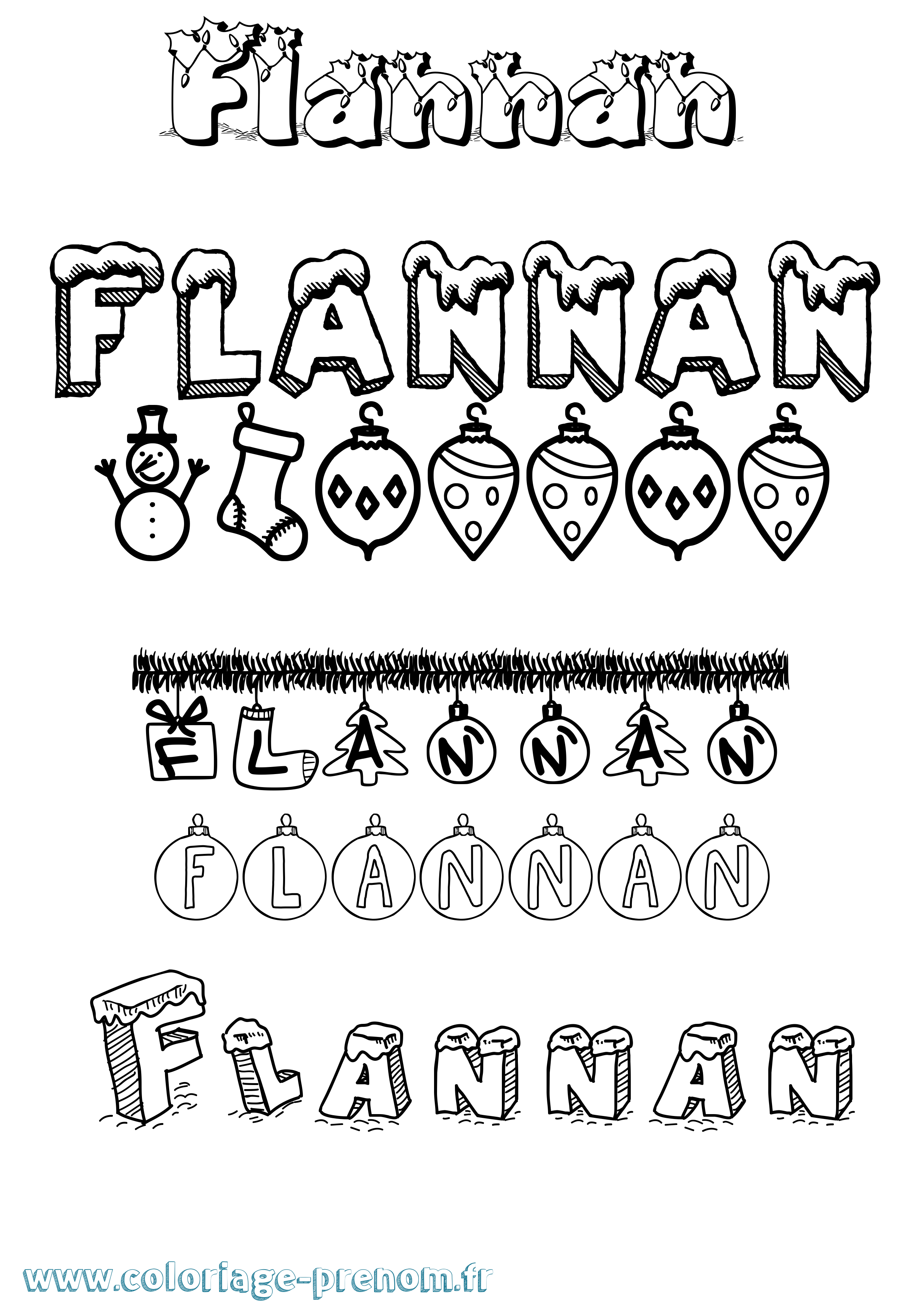 Coloriage Flannan Noël Coloriage prénom Flannan Noël