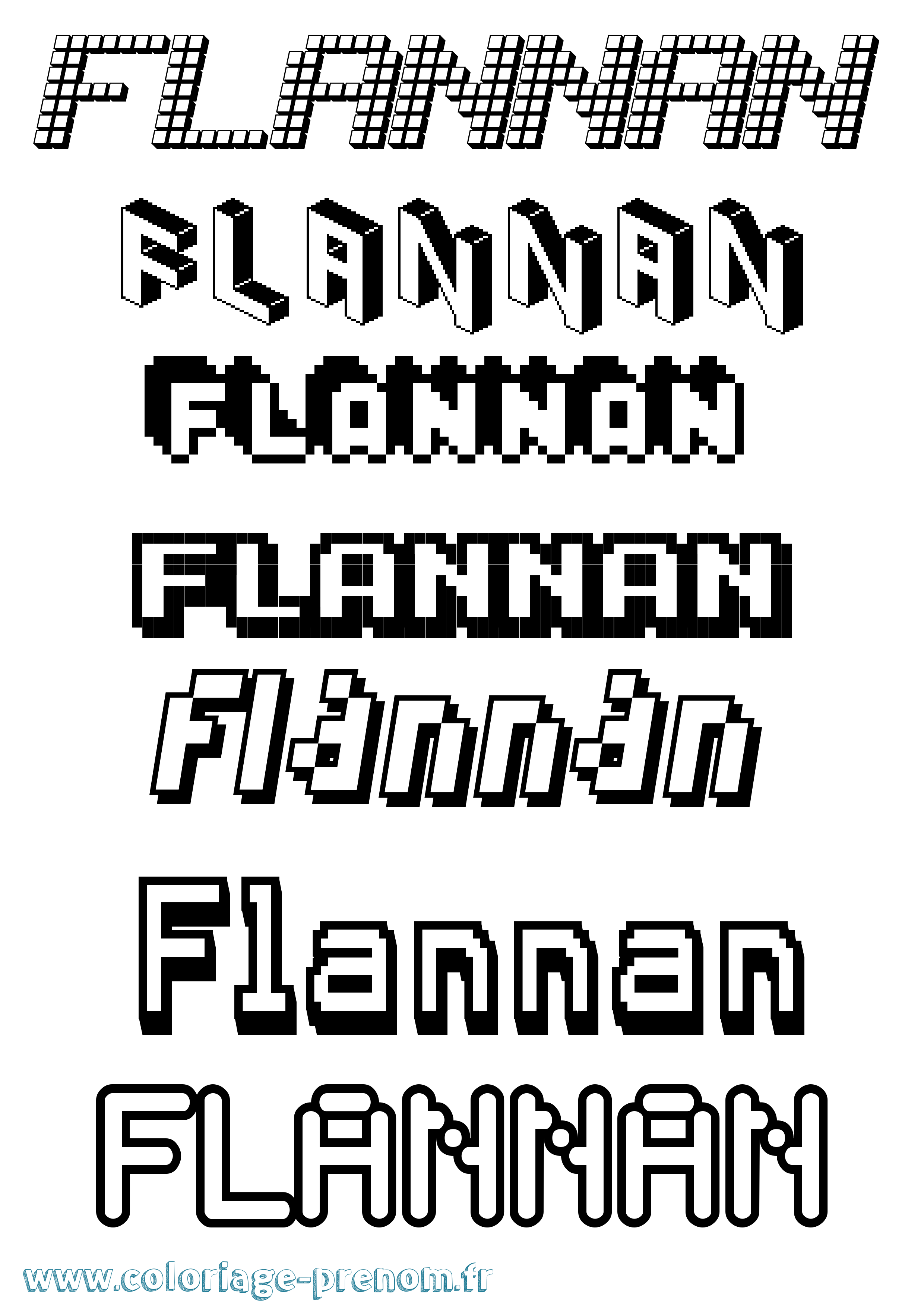 Coloriage Flannan Pixel Coloriage prénom Flannan Pixel
