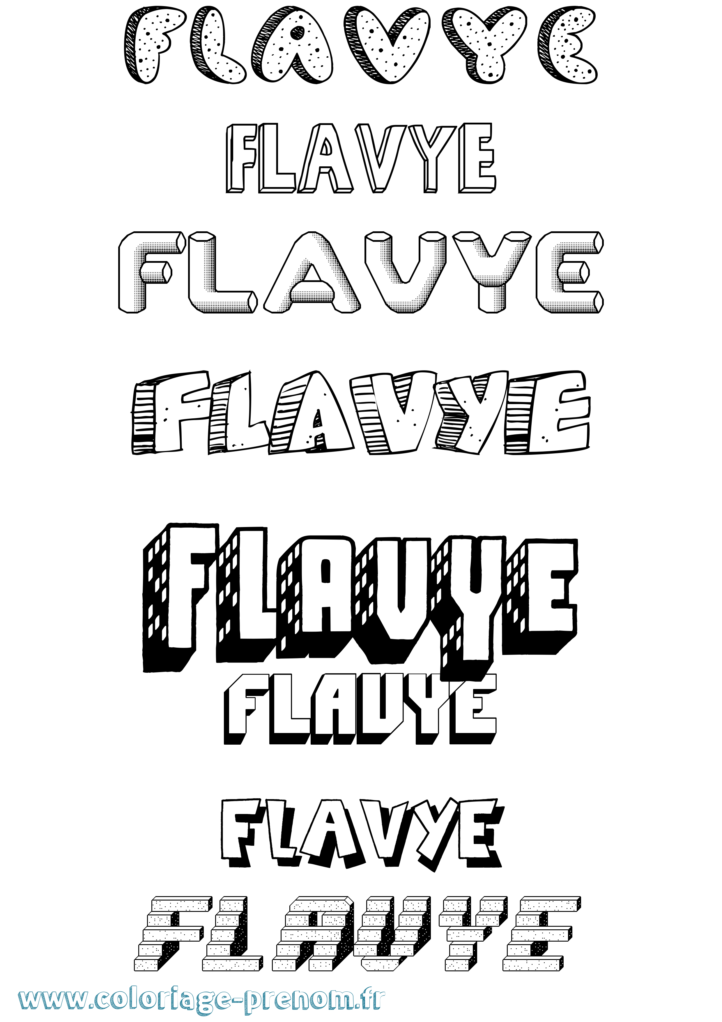 Coloriage Flavye Effet 3D Coloriage prénom Flavye Effet 3D