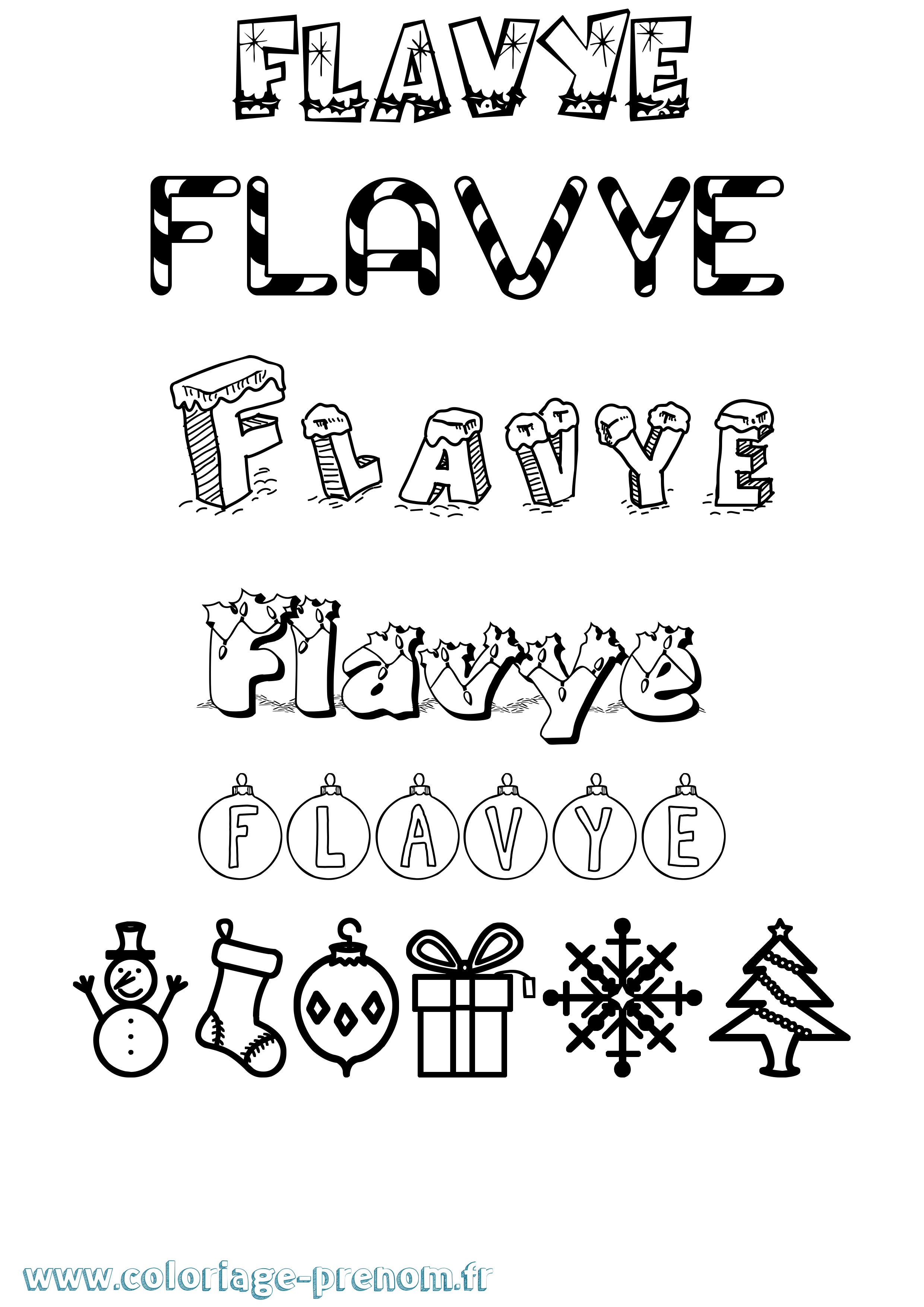 Coloriage Flavye Noël Coloriage prénom Flavye Noël