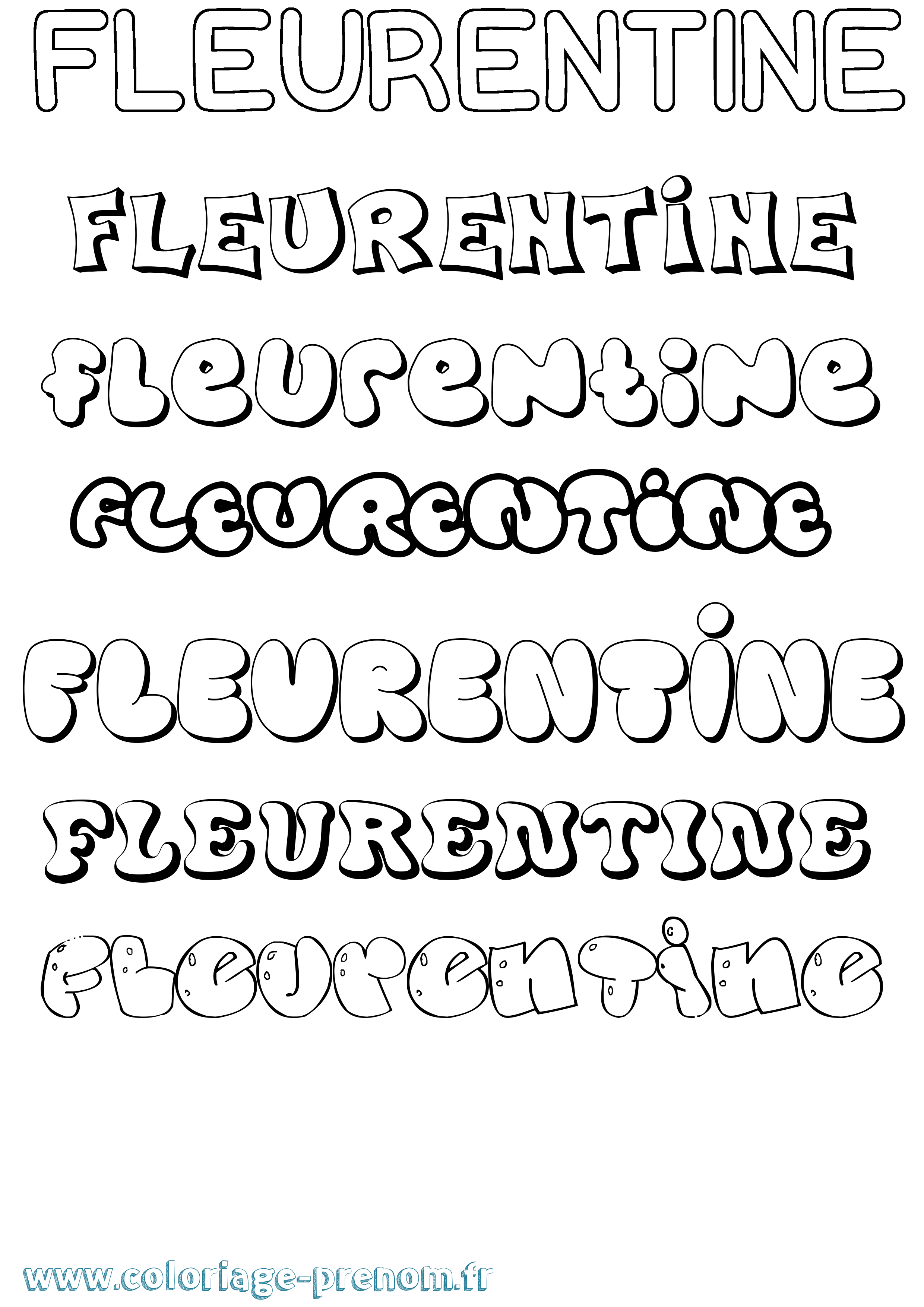 Coloriage Fleurentine Bubble Coloriage prénom Fleurentine Bubble