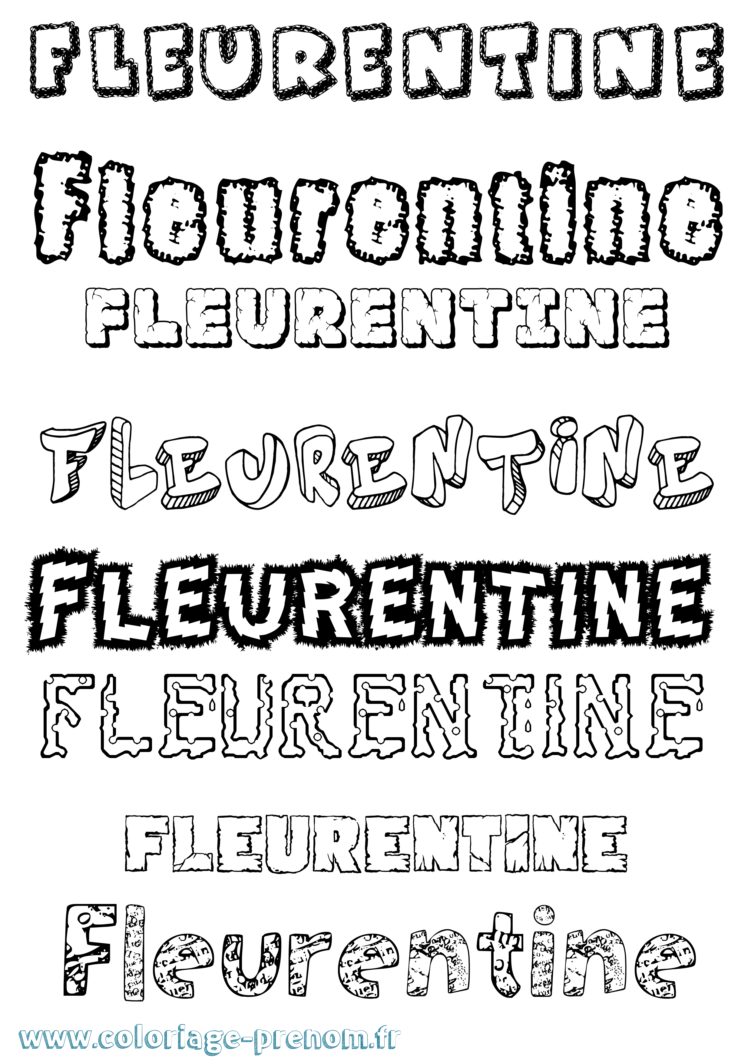 Coloriage Fleurentine Destructuré Coloriage prénom Fleurentine Destructuré