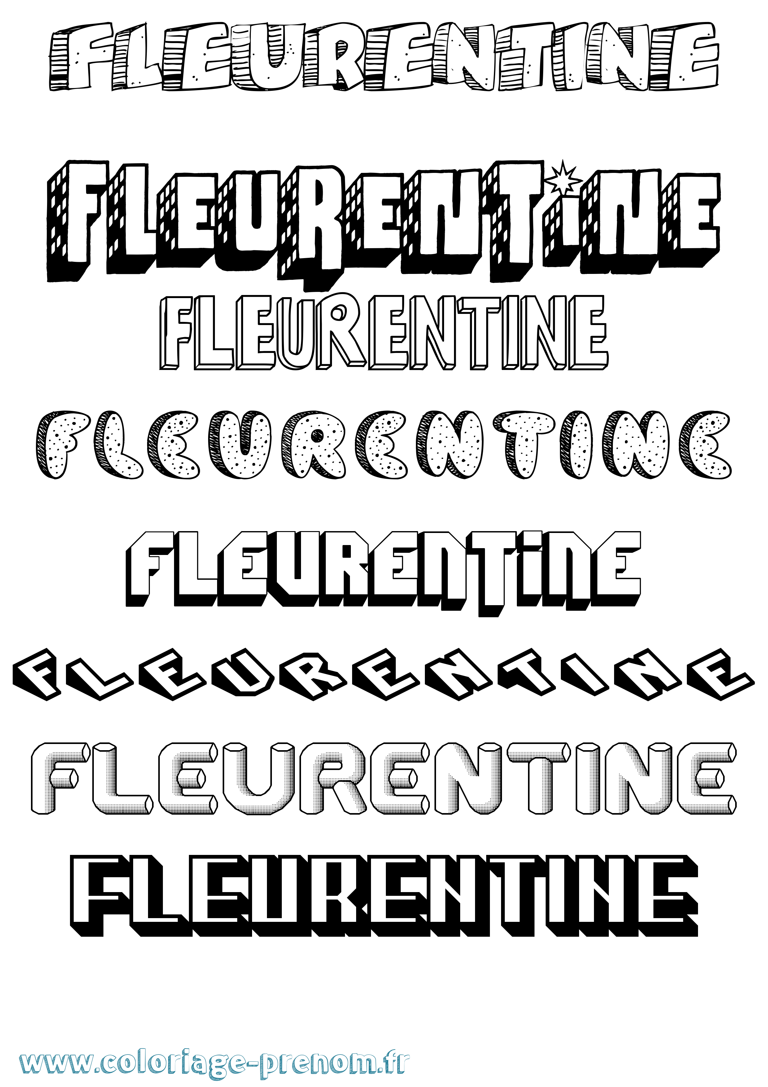 Coloriage Fleurentine Effet 3D Coloriage prénom Fleurentine Effet 3D
