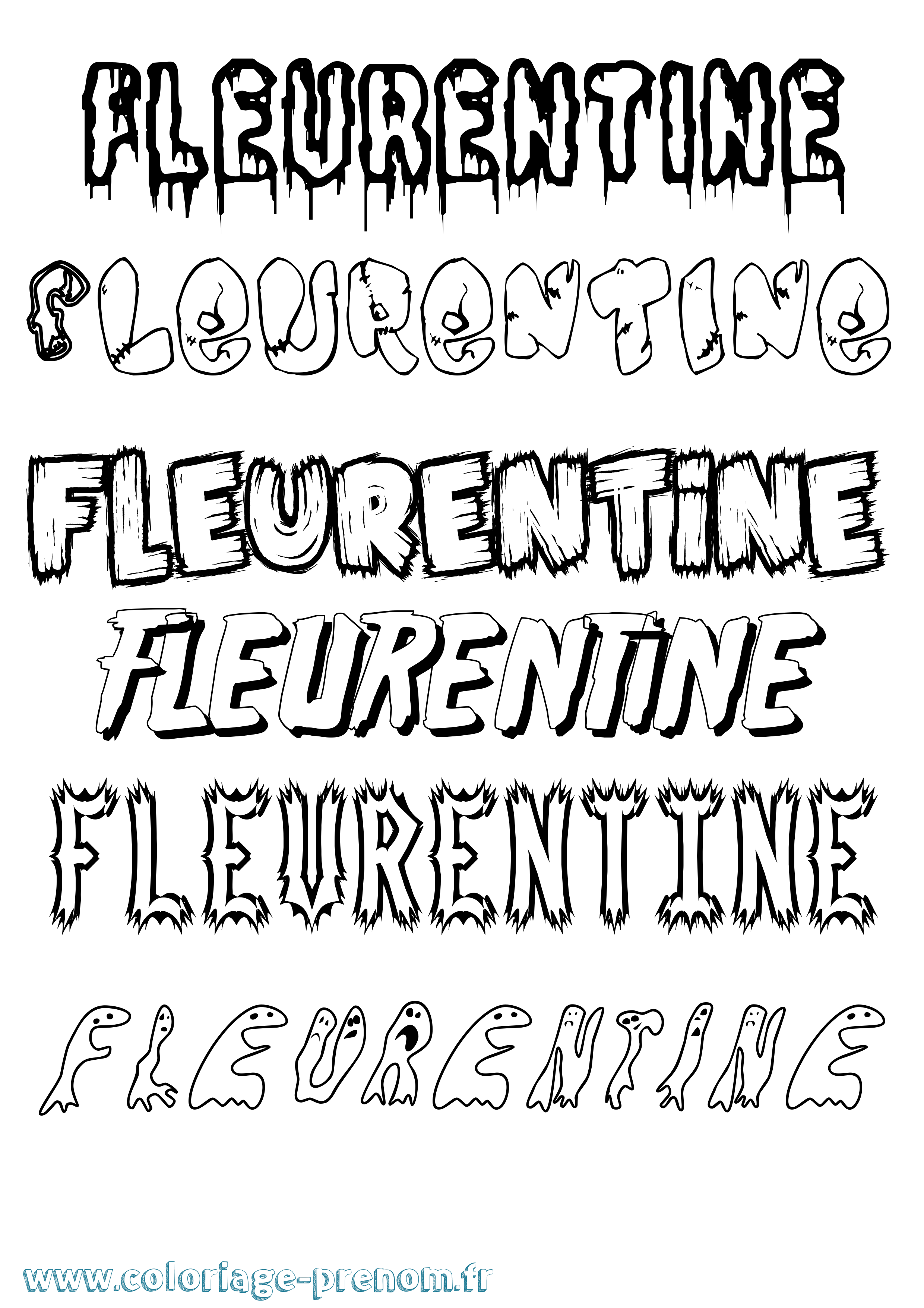 Coloriage Fleurentine Frisson Coloriage prénom Fleurentine Frisson