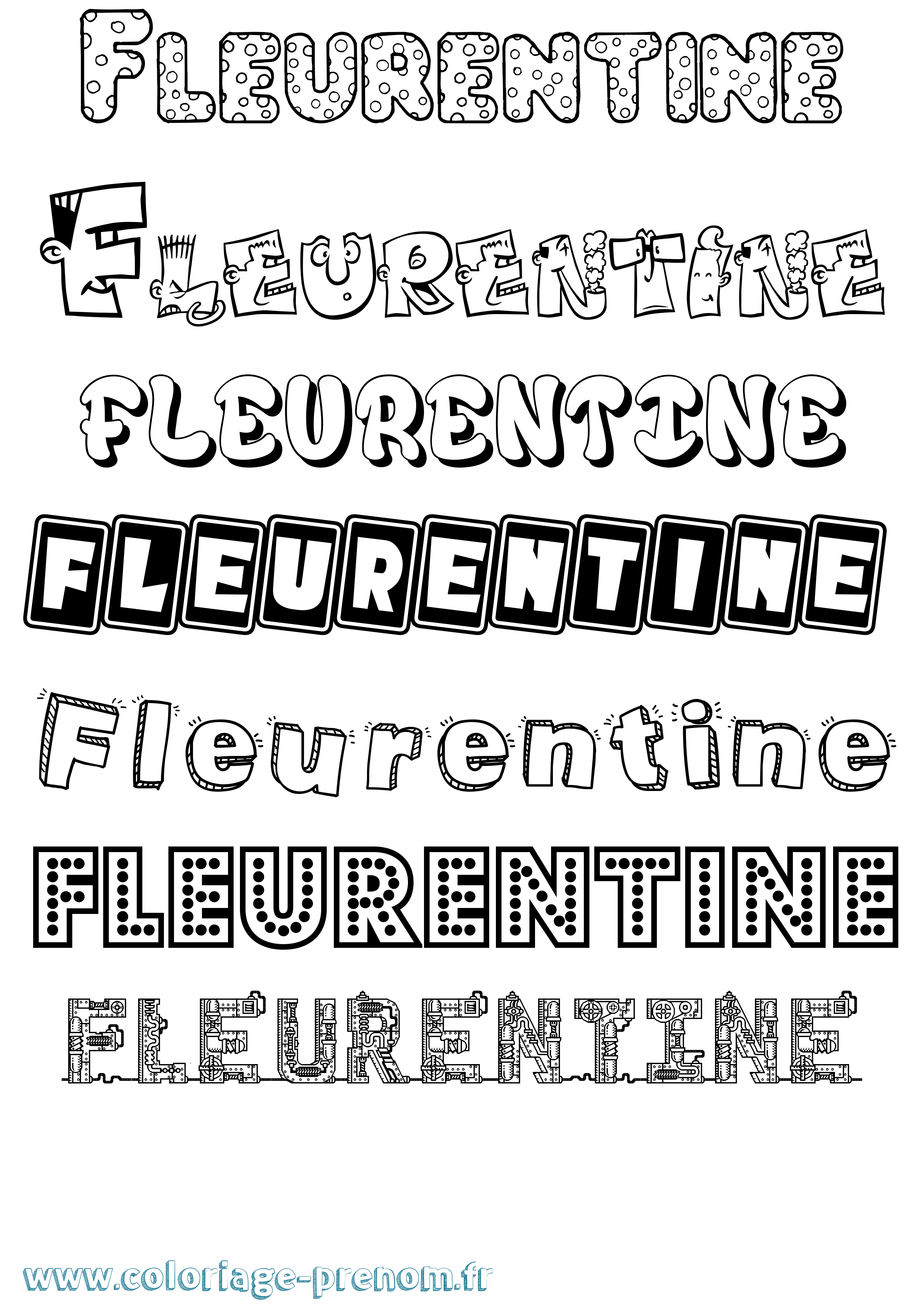 Coloriage Fleurentine Fun Coloriage prénom Fleurentine Fun