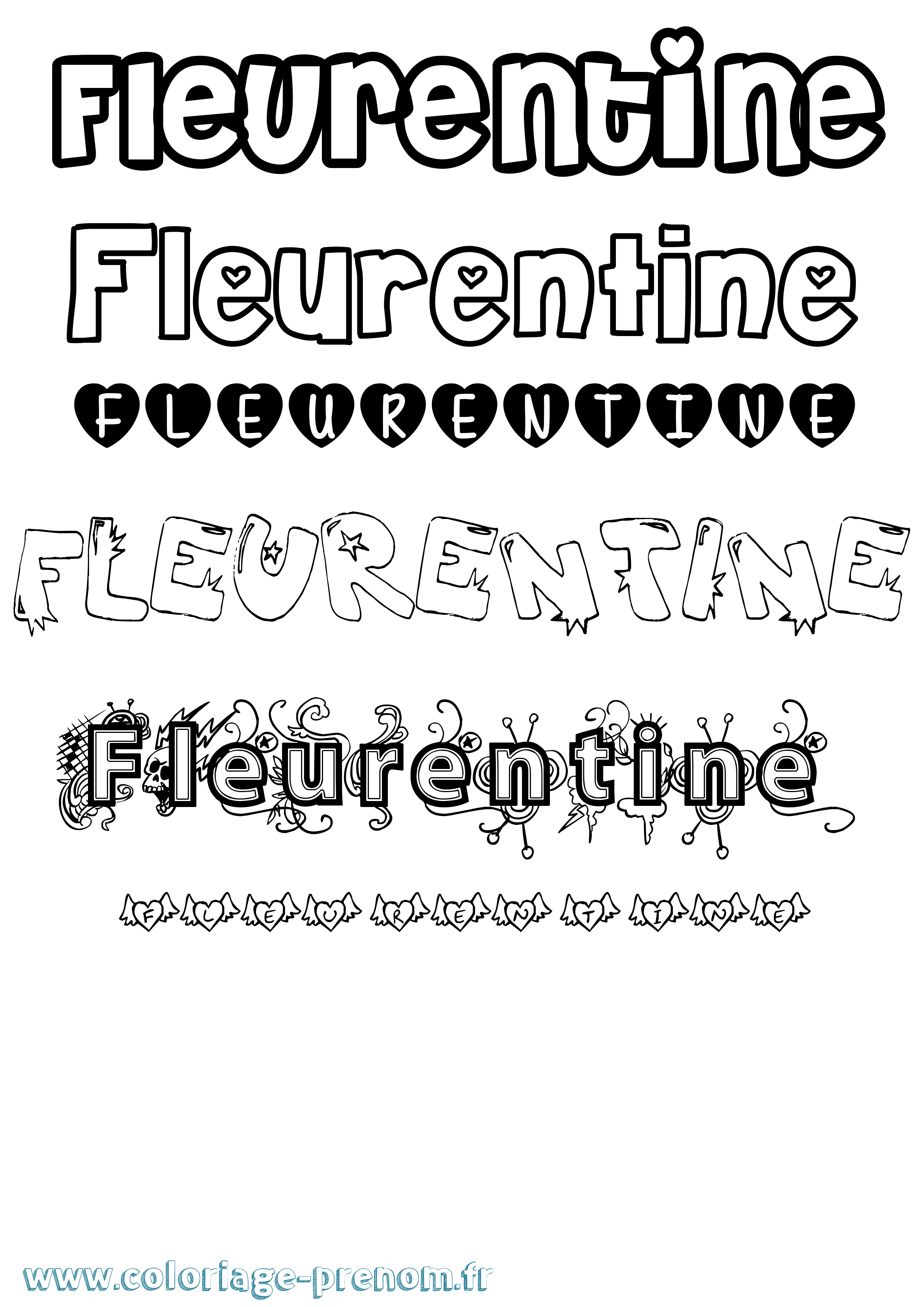 Coloriage Fleurentine Girly Coloriage prénom Fleurentine Girly
