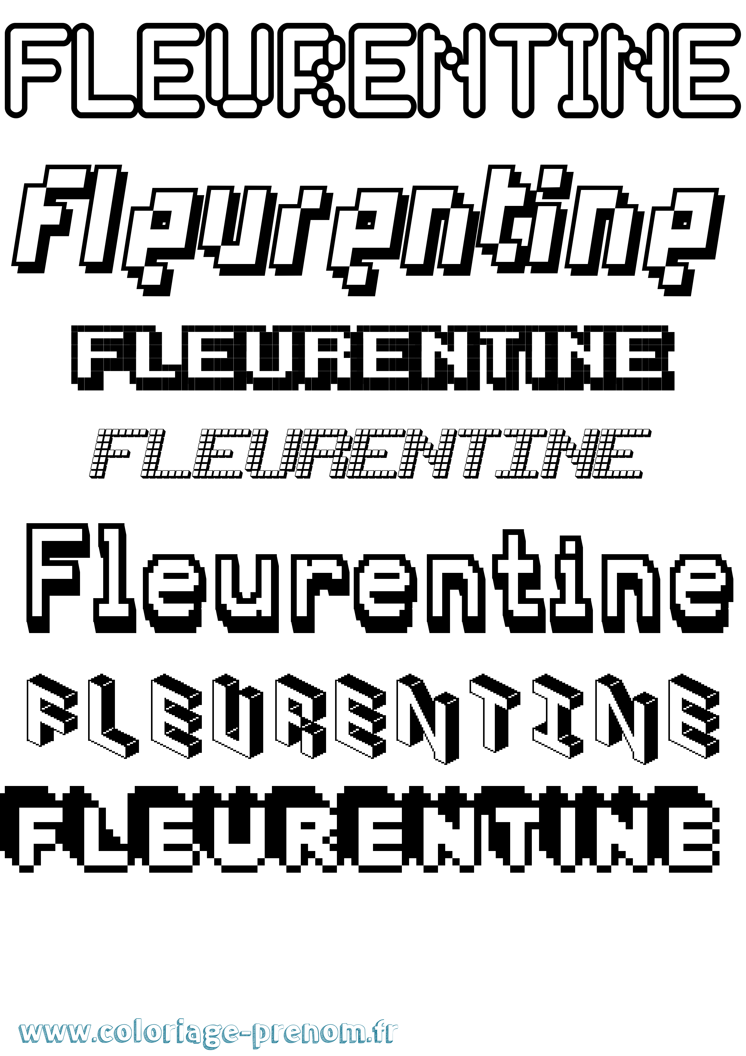 Coloriage Fleurentine Pixel Coloriage prénom Fleurentine Pixel