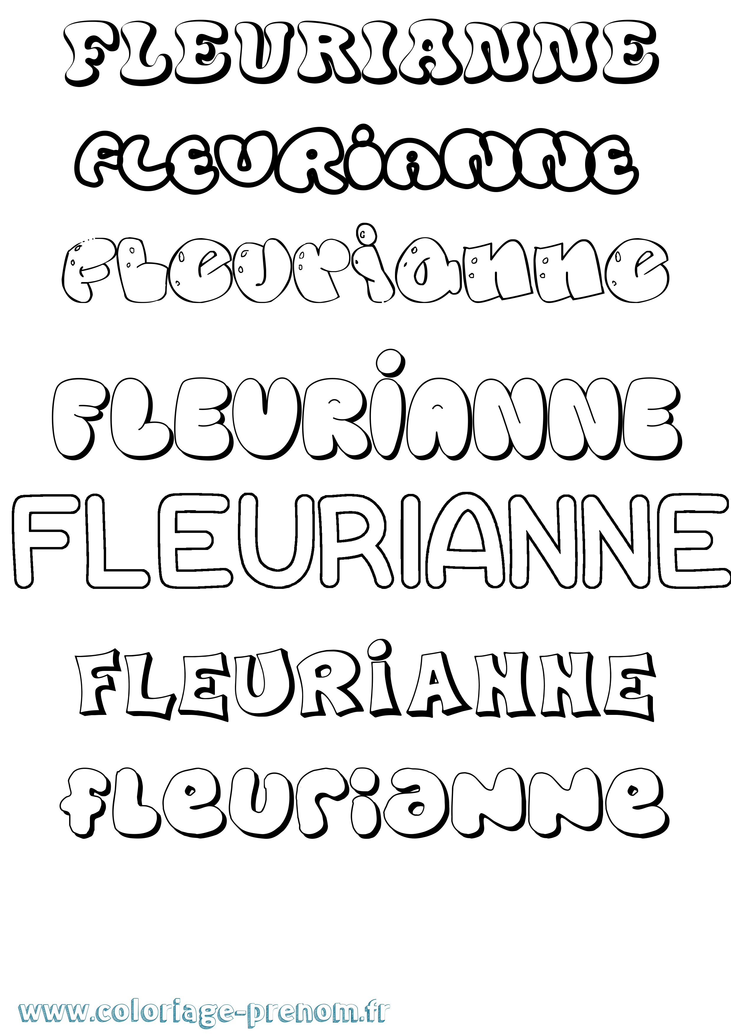 Coloriage Fleurianne Bubble Coloriage prénom Fleurianne Bubble