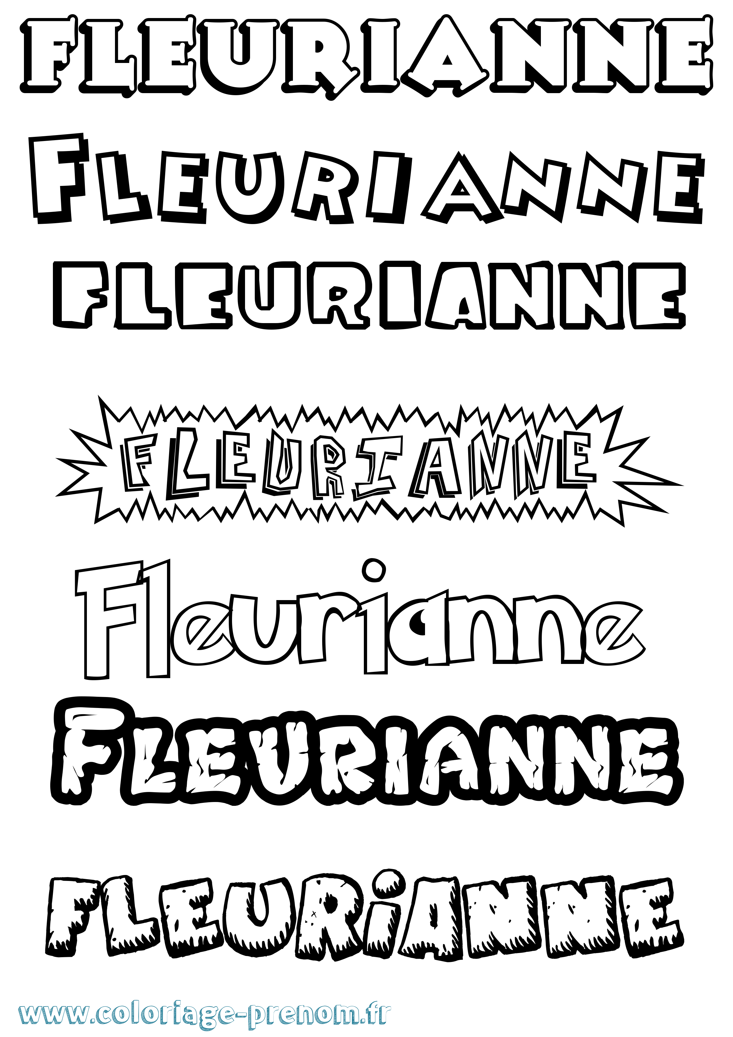 Coloriage Fleurianne Dessin Animé Coloriage prénom Fleurianne Dessin Animé