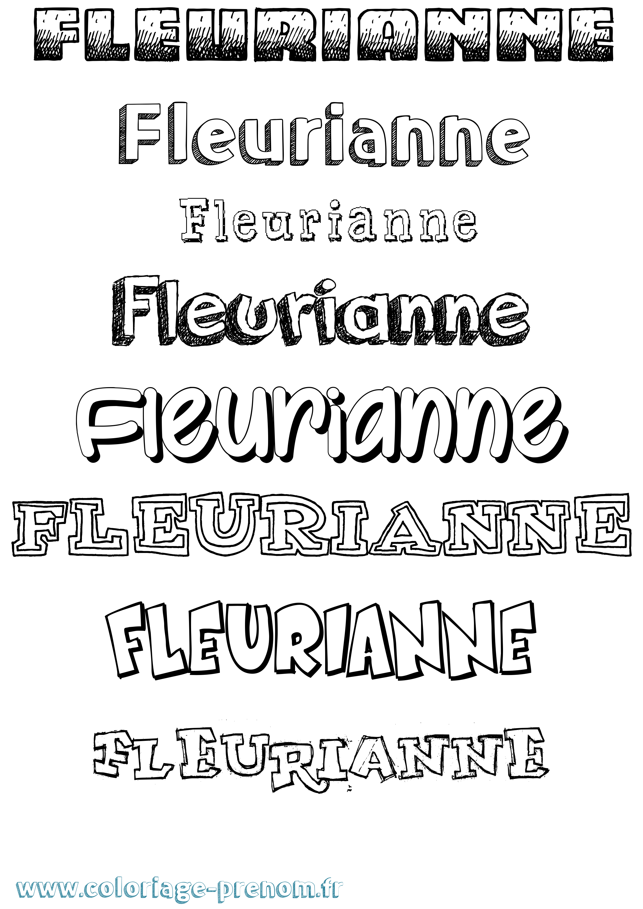 Coloriage Fleurianne Dessiné Coloriage prénom Fleurianne Dessiné