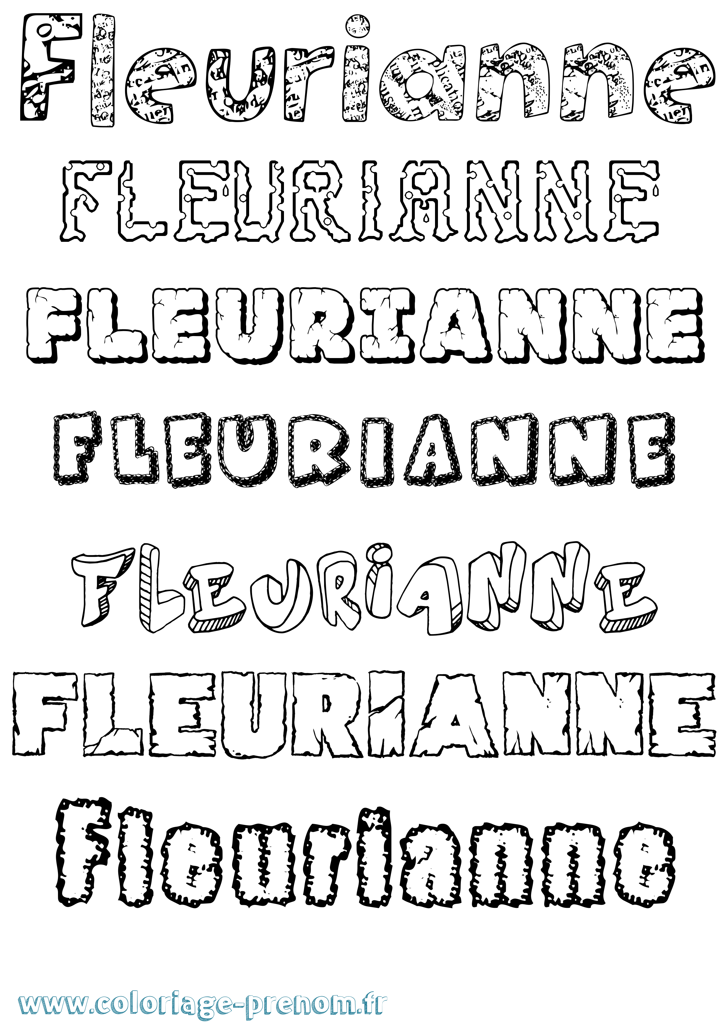 Coloriage Fleurianne Destructuré Coloriage prénom Fleurianne Destructuré