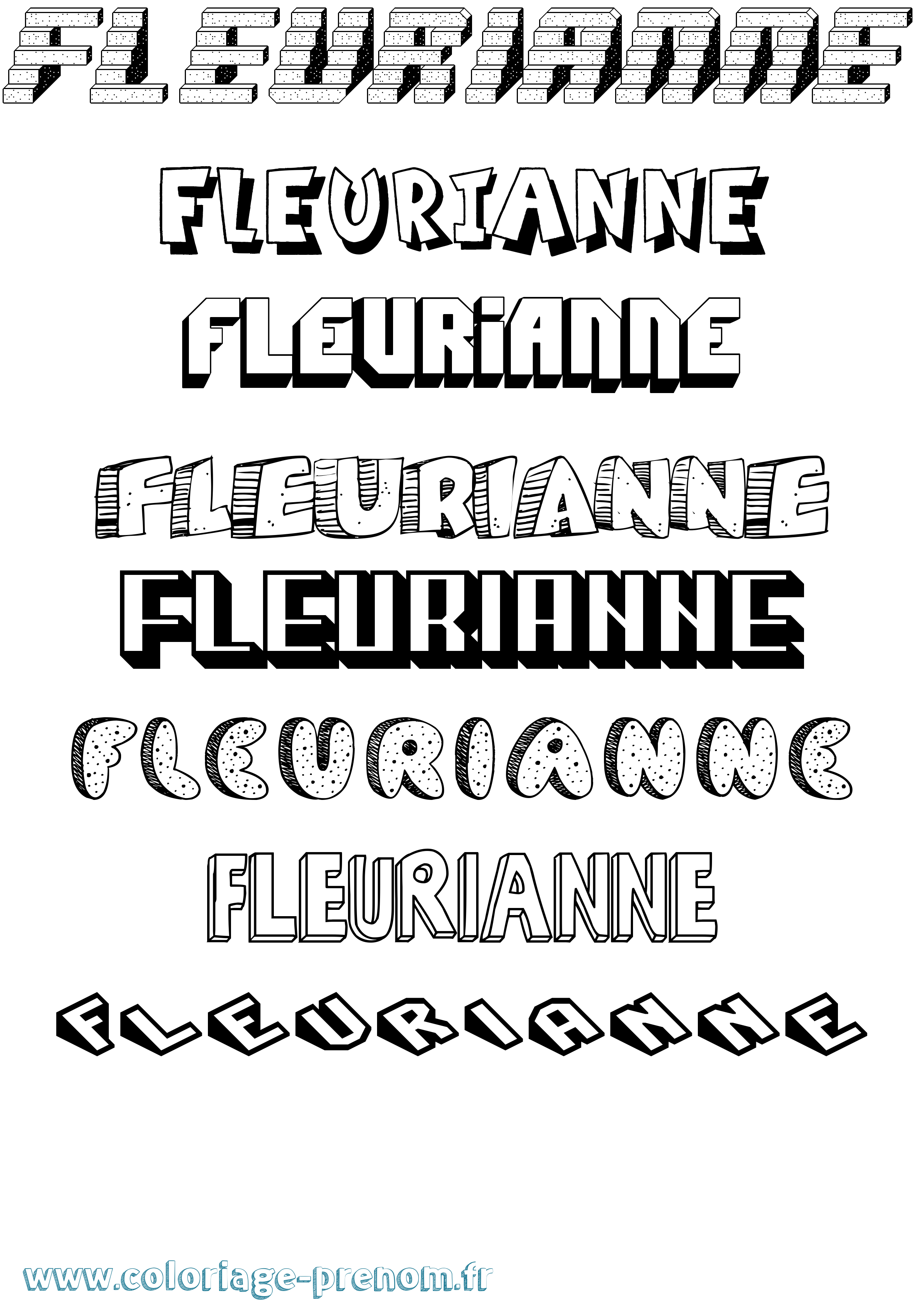 Coloriage Fleurianne Effet 3D Coloriage prénom Fleurianne Effet 3D