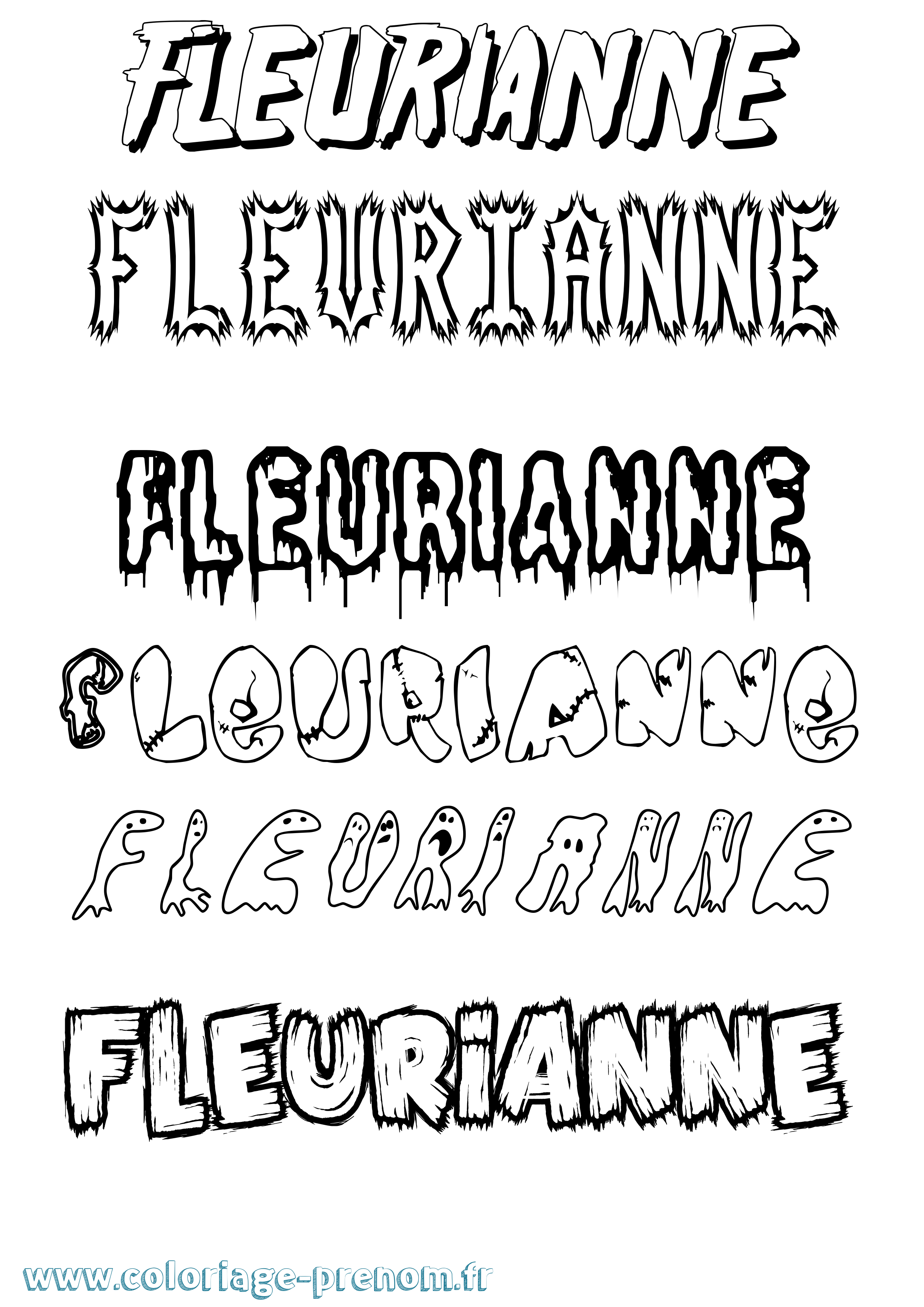 Coloriage Fleurianne Frisson Coloriage prénom Fleurianne Frisson