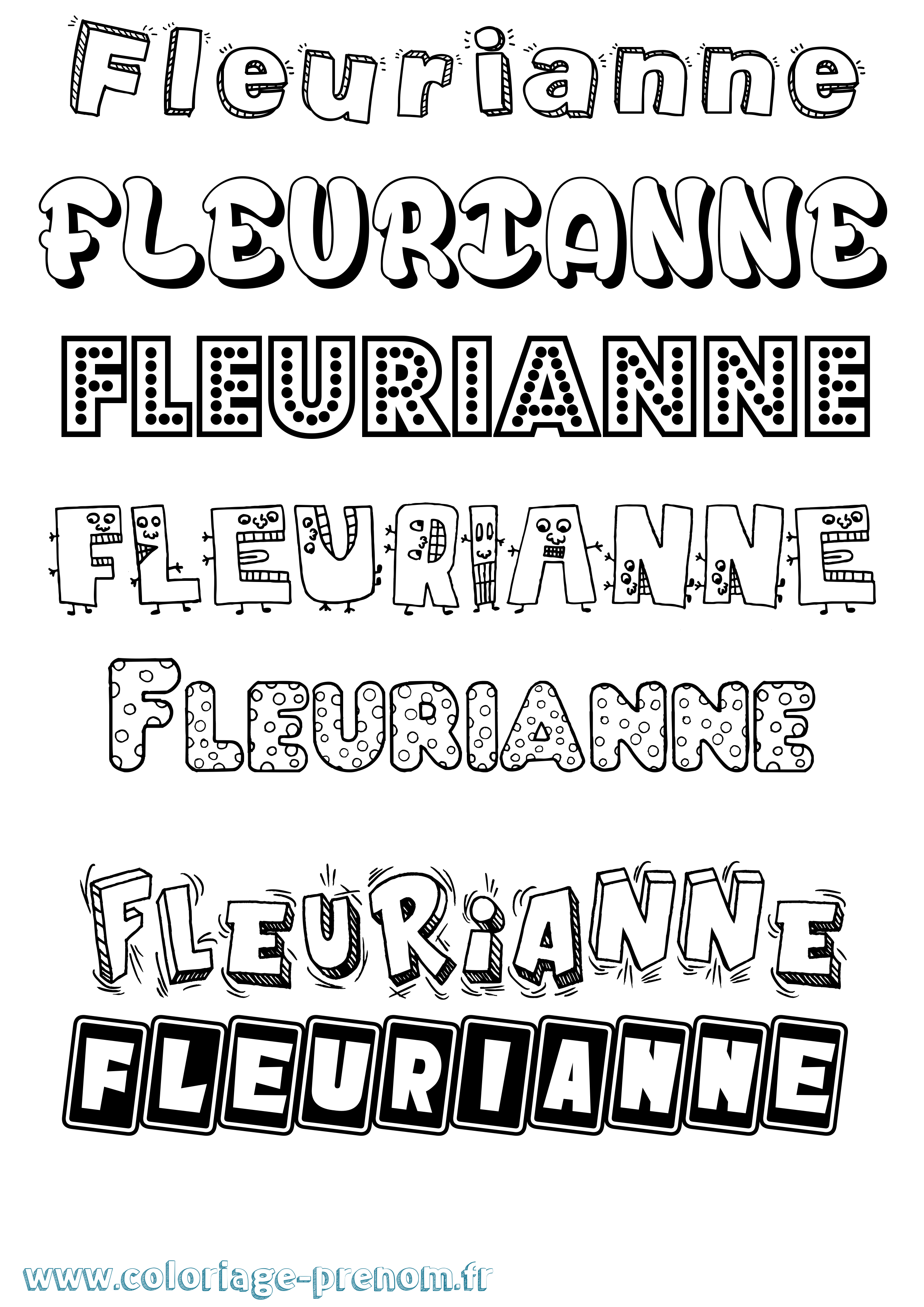 Coloriage Fleurianne Fun Coloriage prénom Fleurianne Fun