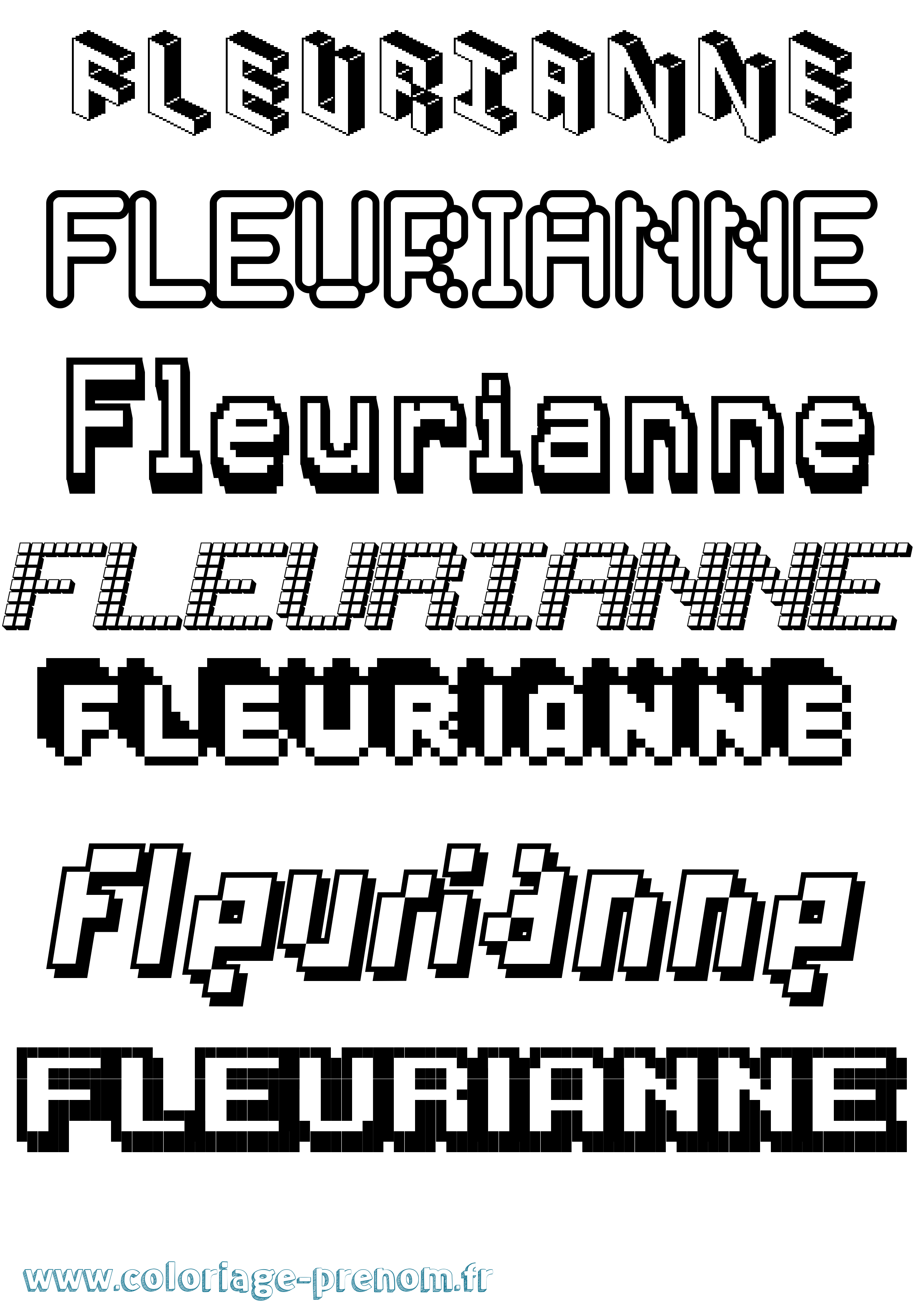 Coloriage Fleurianne Pixel Coloriage prénom Fleurianne Pixel