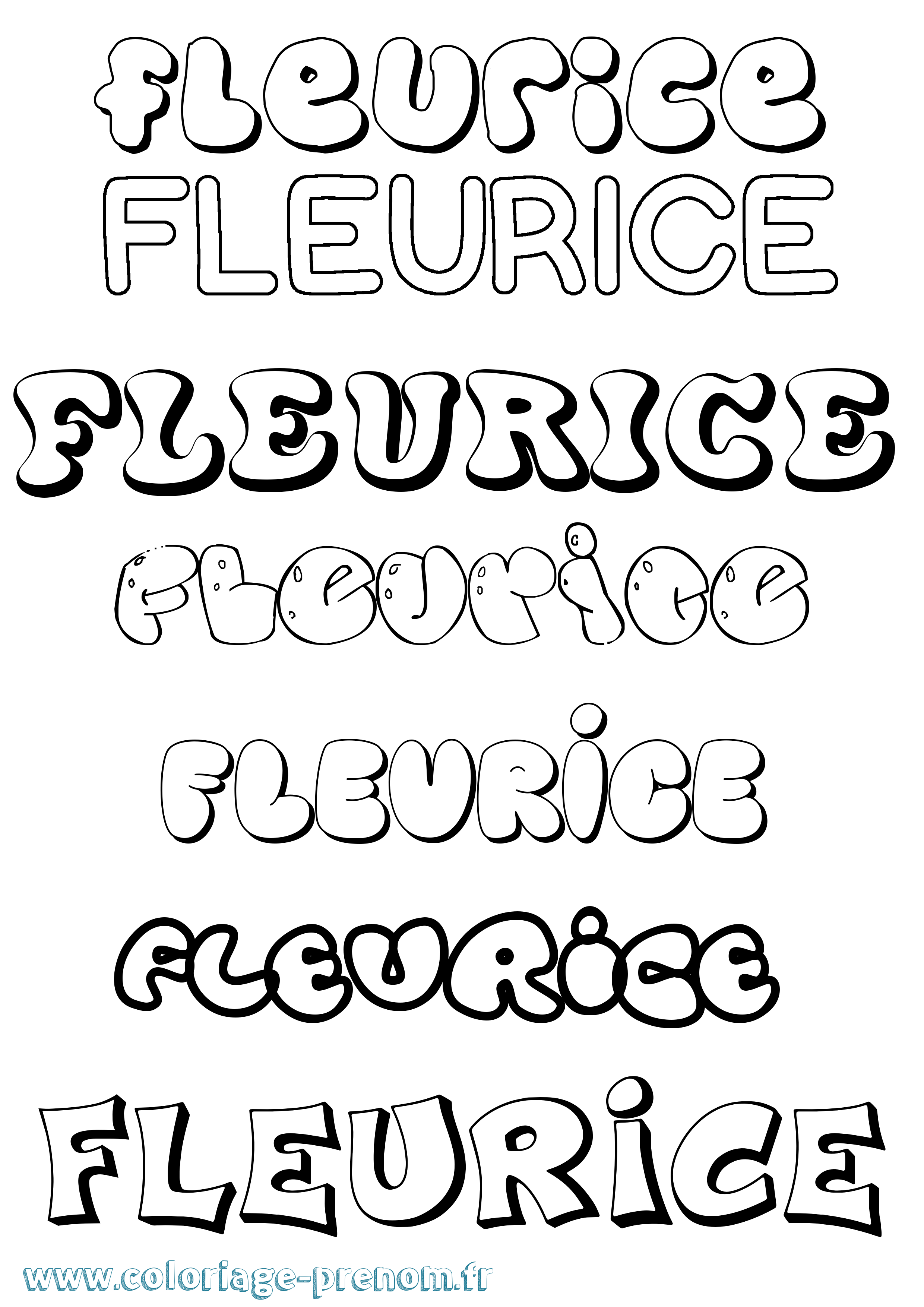 Coloriage Fleurice Bubble Coloriage prénom Fleurice Bubble