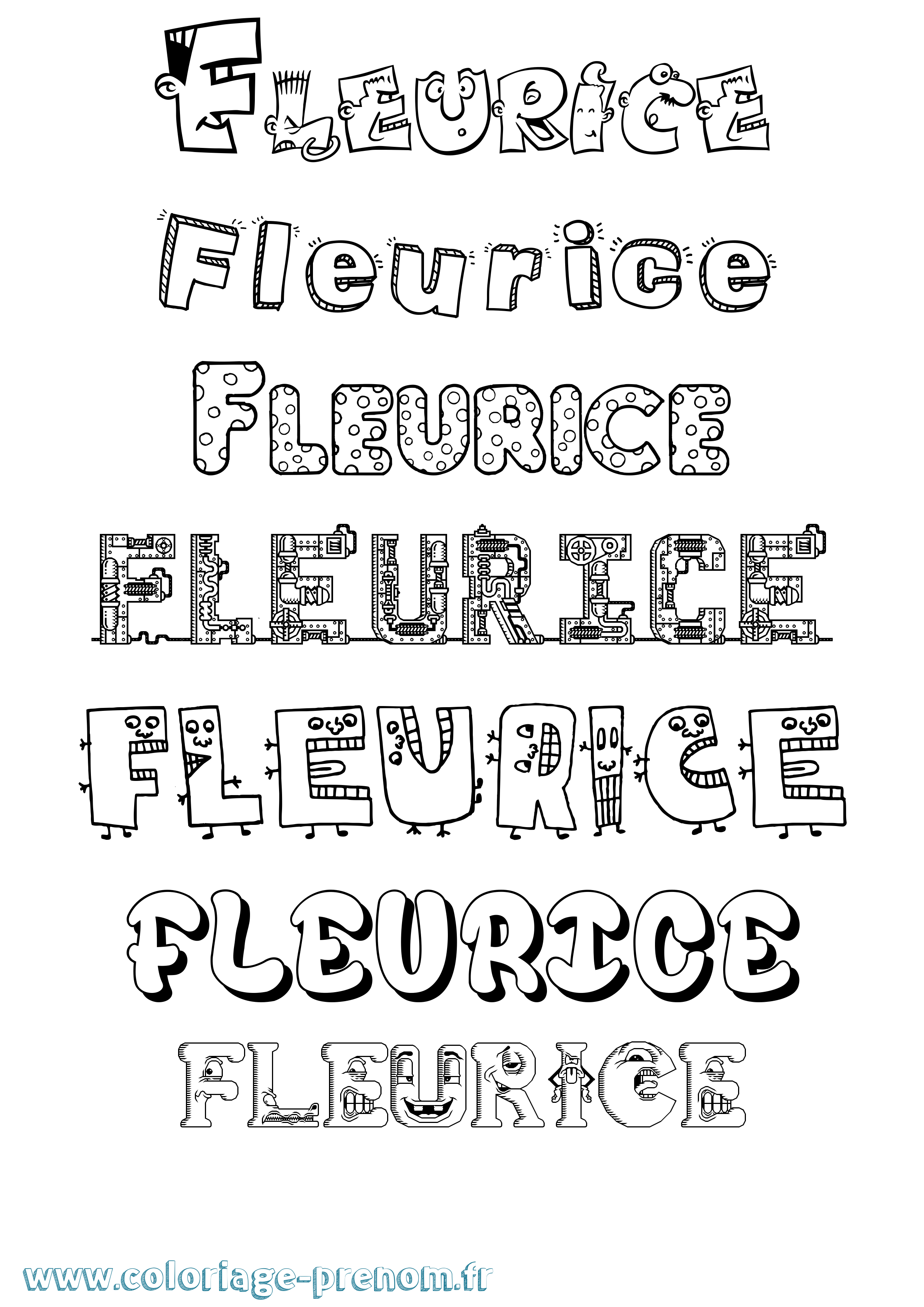 Coloriage Fleurice Fun Coloriage prénom Fleurice Fun
