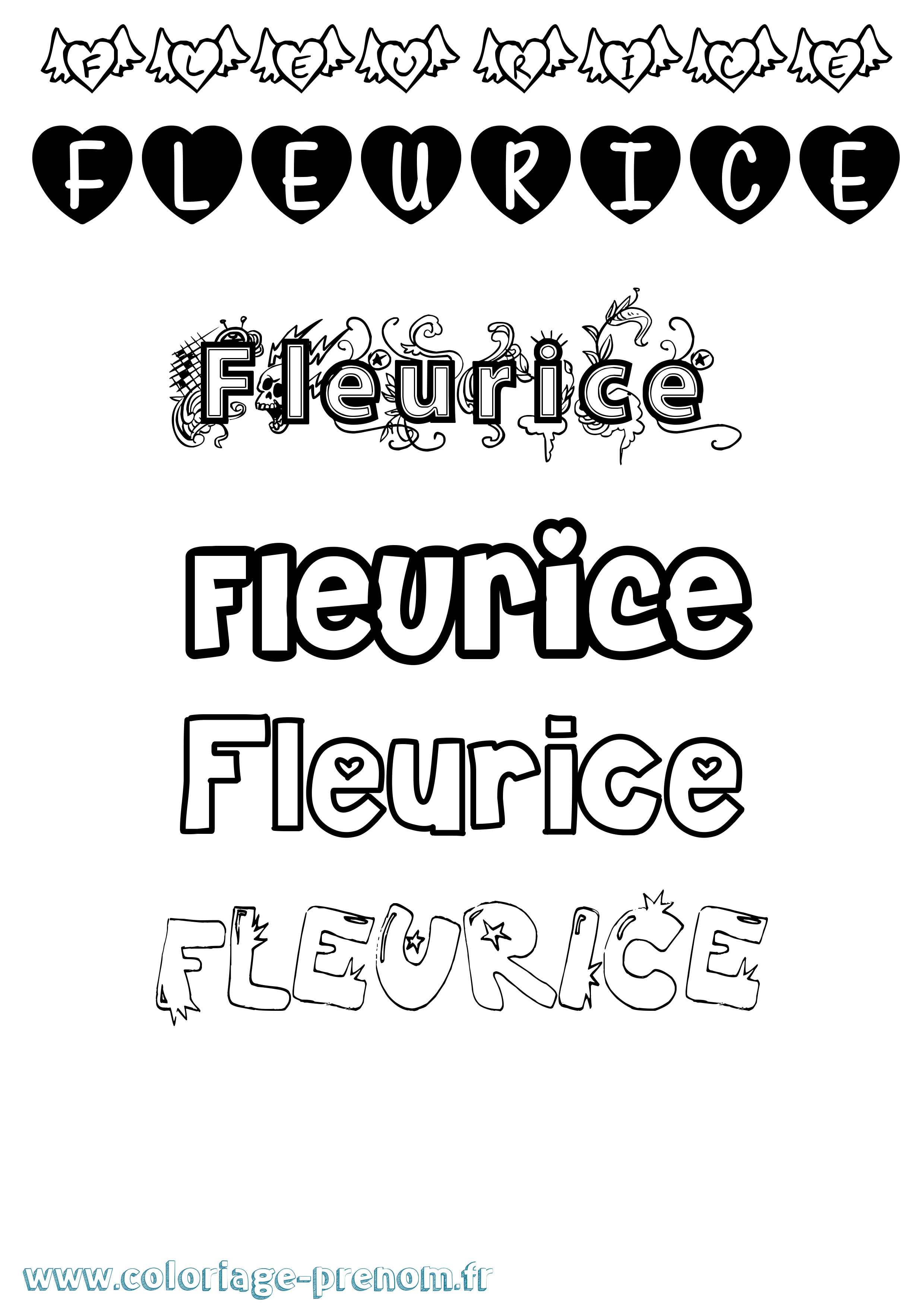 Coloriage Fleurice Girly Coloriage prénom Fleurice Girly