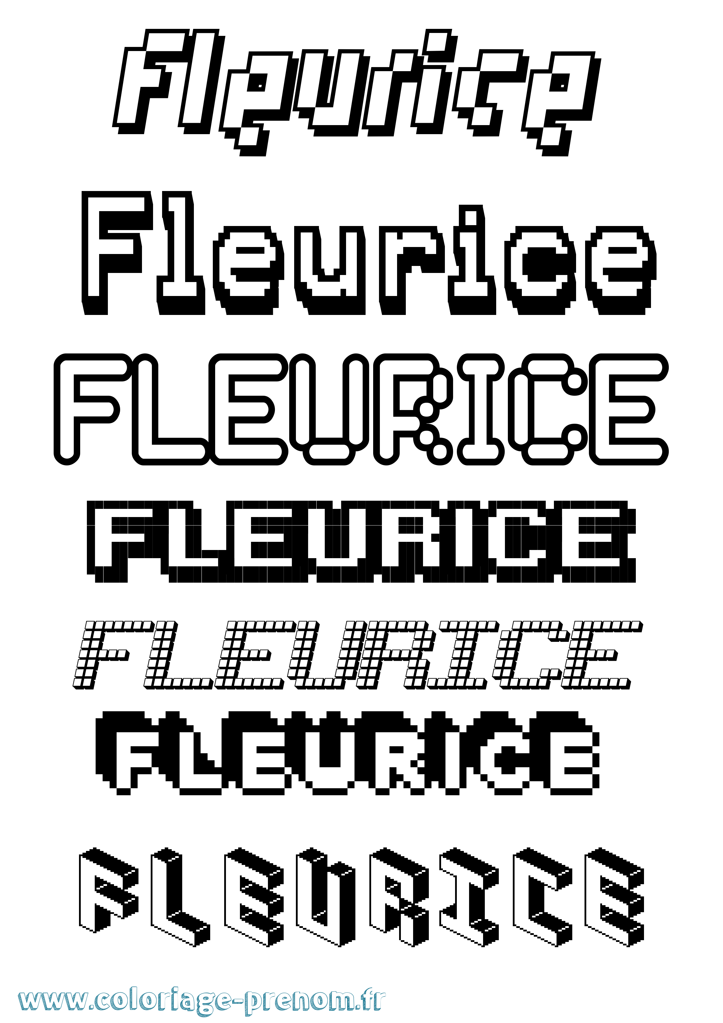 Coloriage Fleurice Pixel Coloriage prénom Fleurice Pixel
