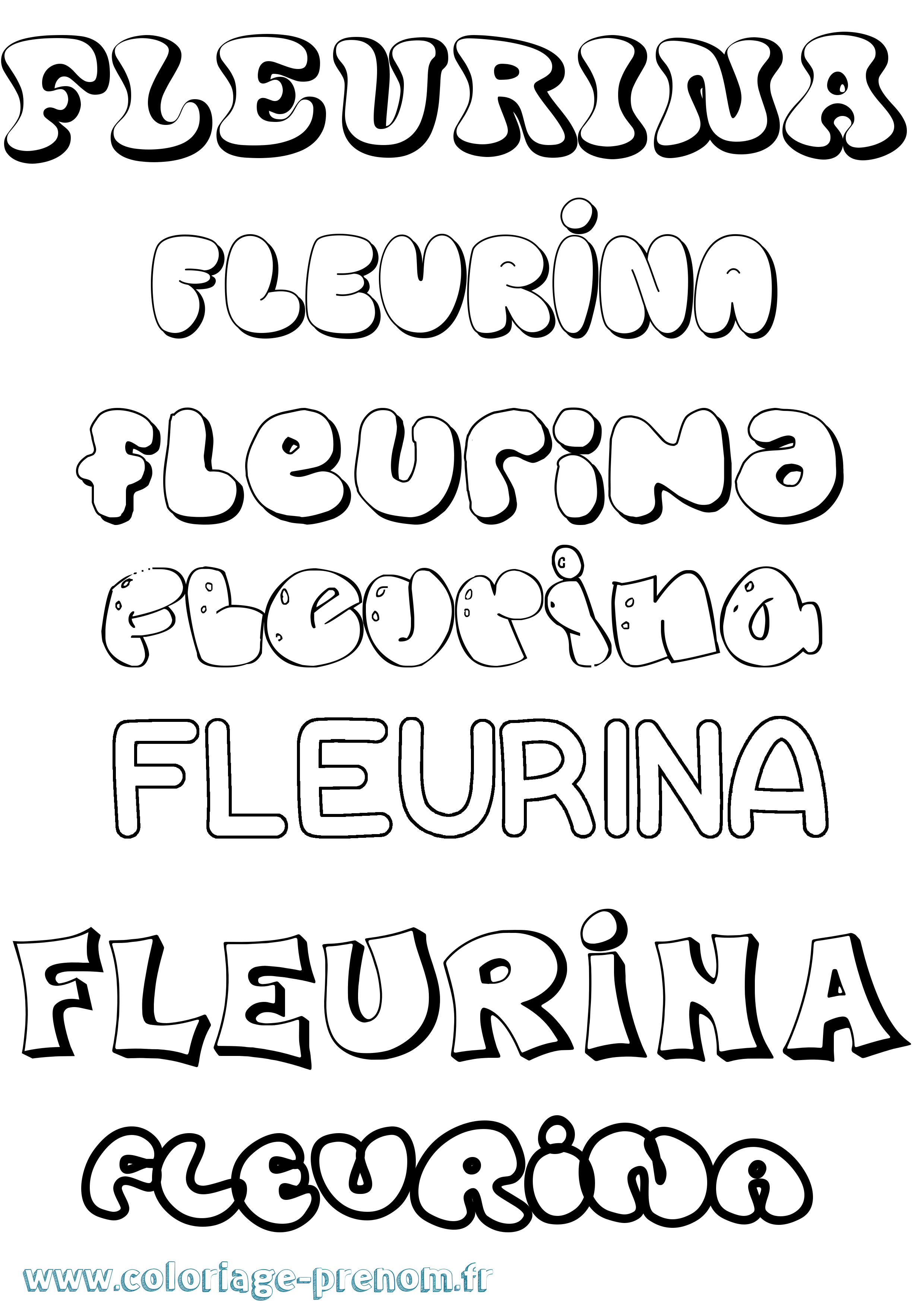 Coloriage Fleurina Bubble Coloriage prénom Fleurina Bubble